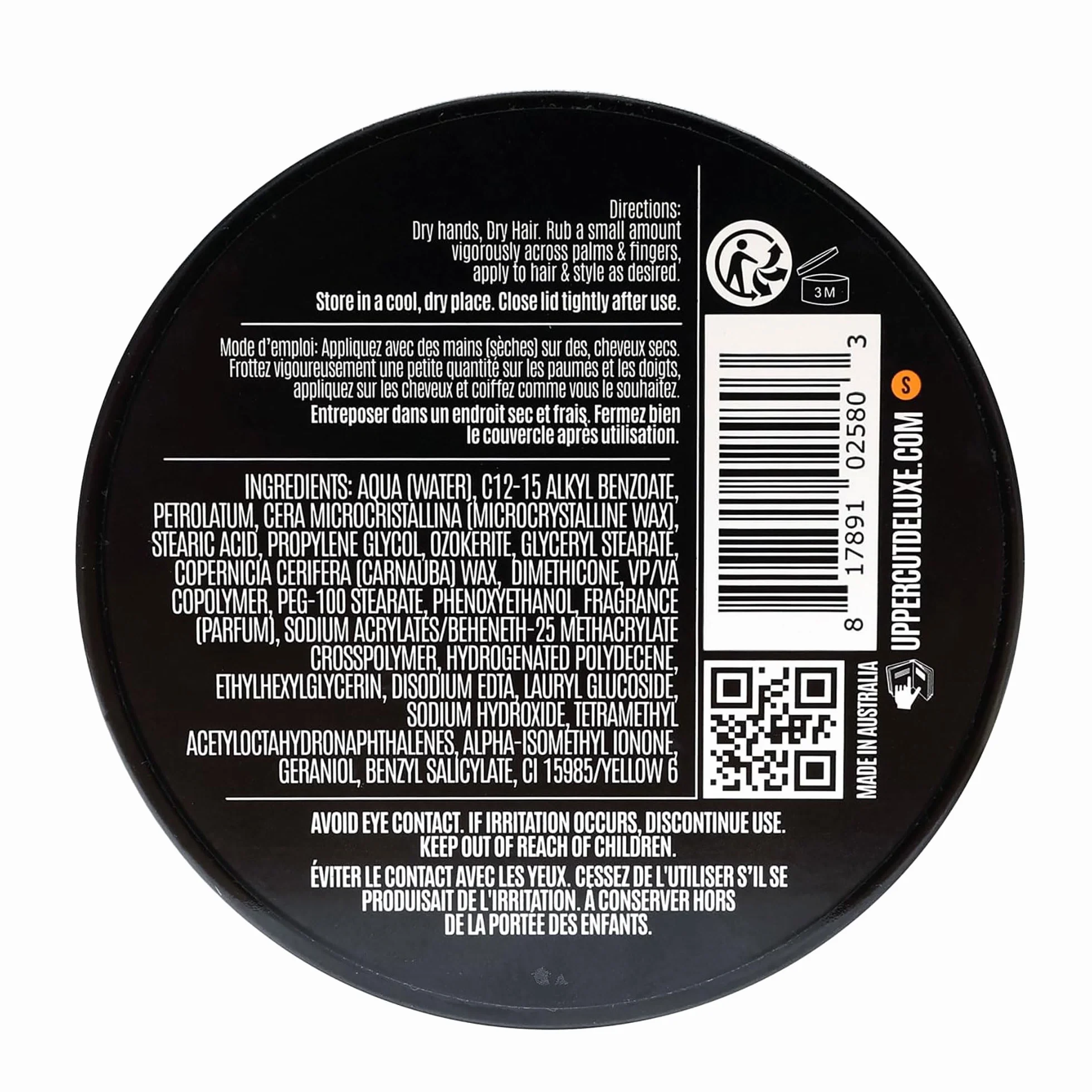 Uppercut Deluxe Texture Cream 100g Crema de Peinado para Hombres Fijación Remodelable