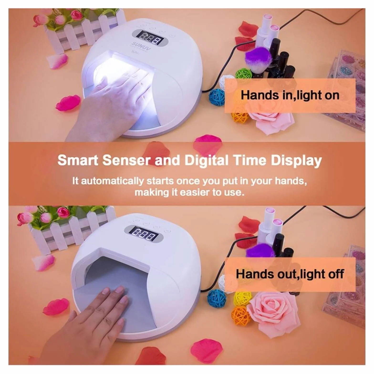 Lampara UV LED Uñas, Lámpara de uñas LED UV Lámpara de uñas Secador de gran potencia Gel de uñas de curado rápido Secadores de uñas profesionales Máquina de herramientas de secado de gel UV,para uñas