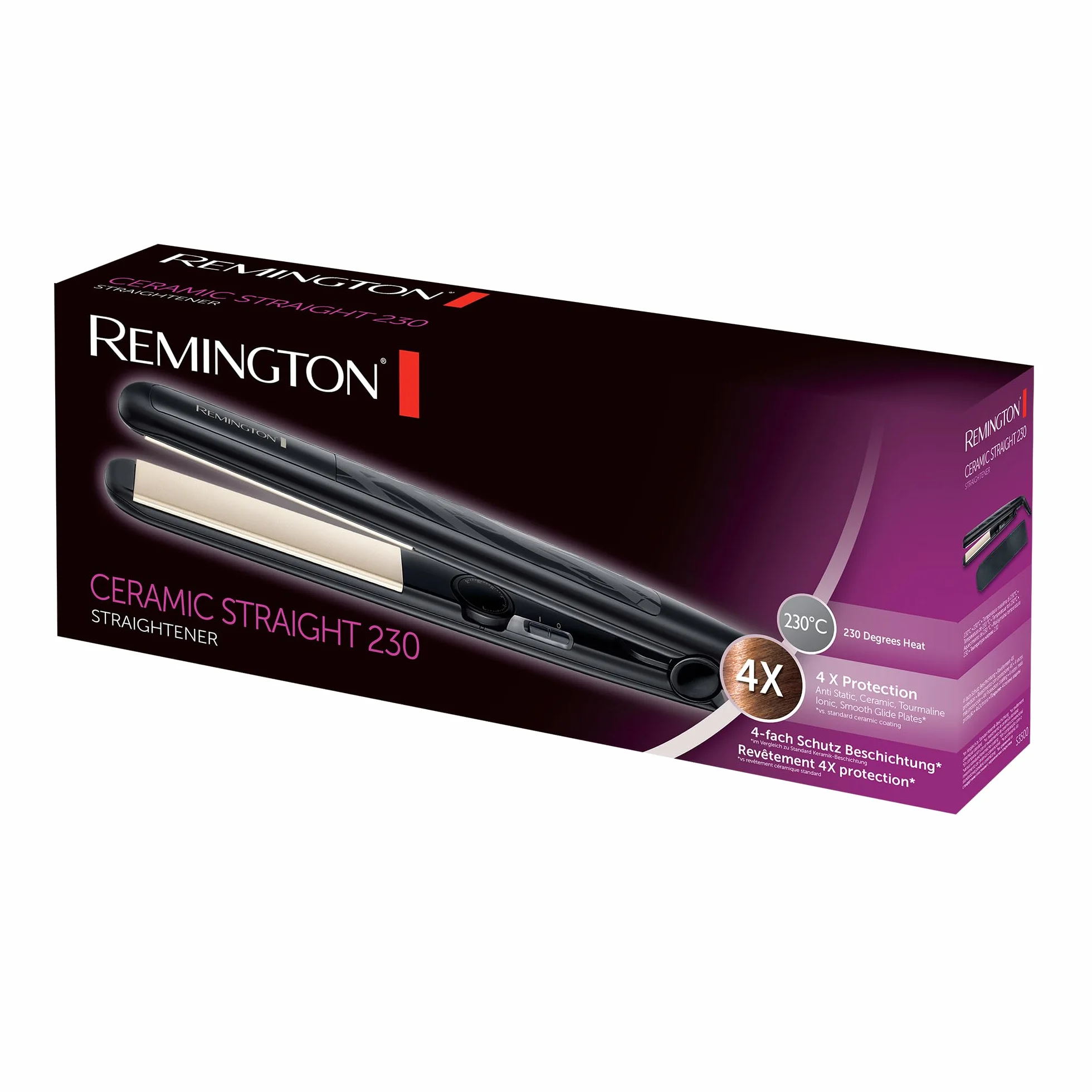 Remington Plancha de Pelo Ceramic Slim S3500 - Placas Flotantes Extralargas, Cerámica Anti-estática, Turmalina, 230°C