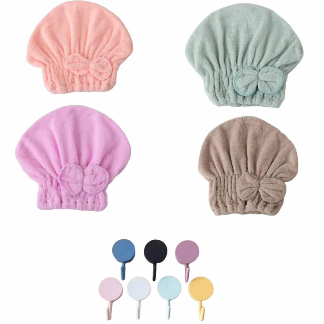 Pack 4 Toallas Microfibra con Lazo para Cabello Secado Rápido, Colores Pastel