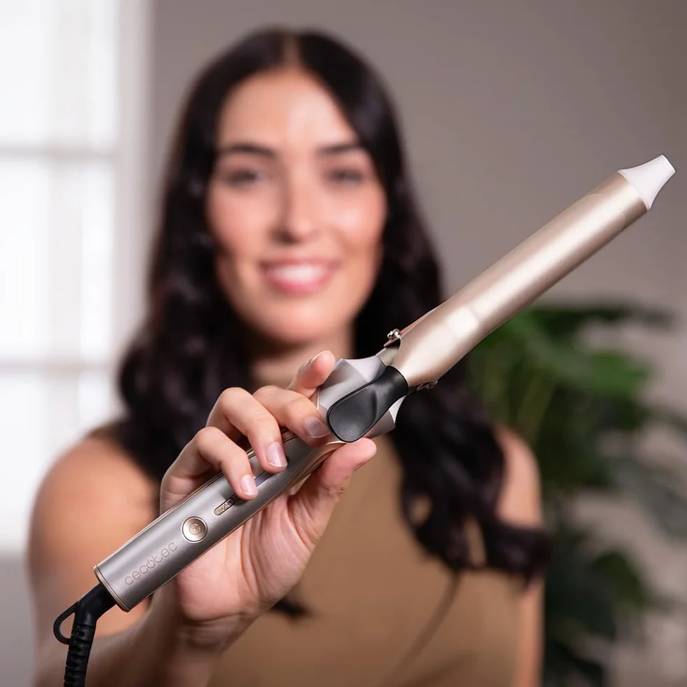 Cecotec Rizador de Pelo 25mm SurfCare CurlClip Cerámica Queratina Aceite de Argán 5 Temperaturas