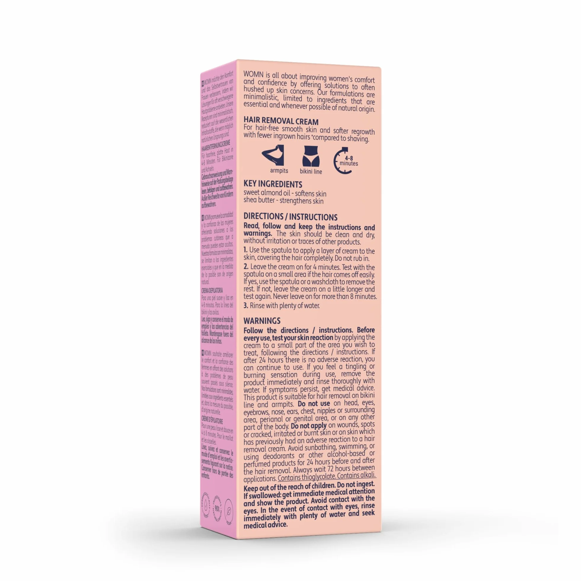 womn Crema Depilatoria Pack de 2 (2 x 100 ml) – Depilación suave para zona íntima y bikini – Sin cortes ni granitos