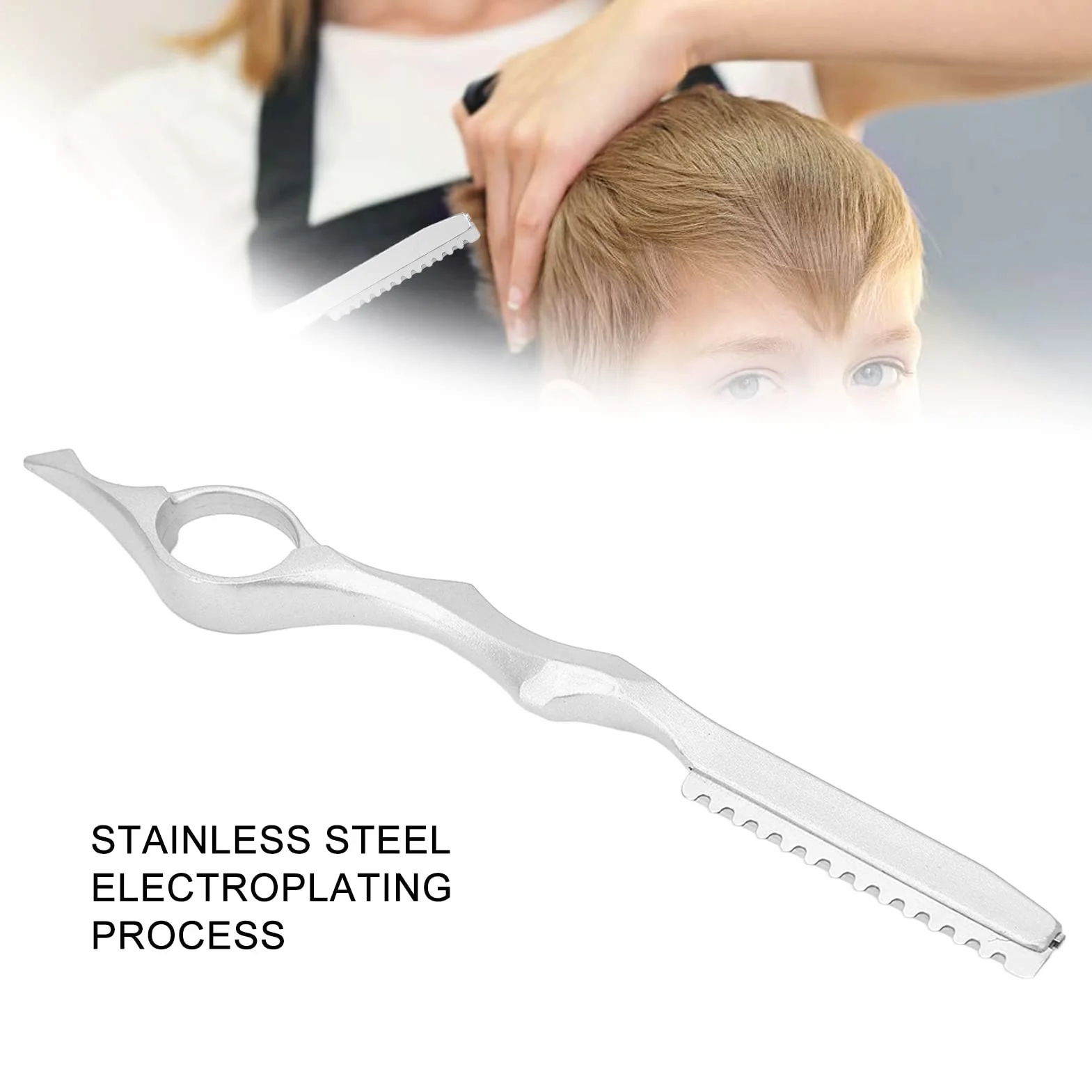 Cuchillo adelgazar cabello texturizante acero inoxidable profesional salón (plata)