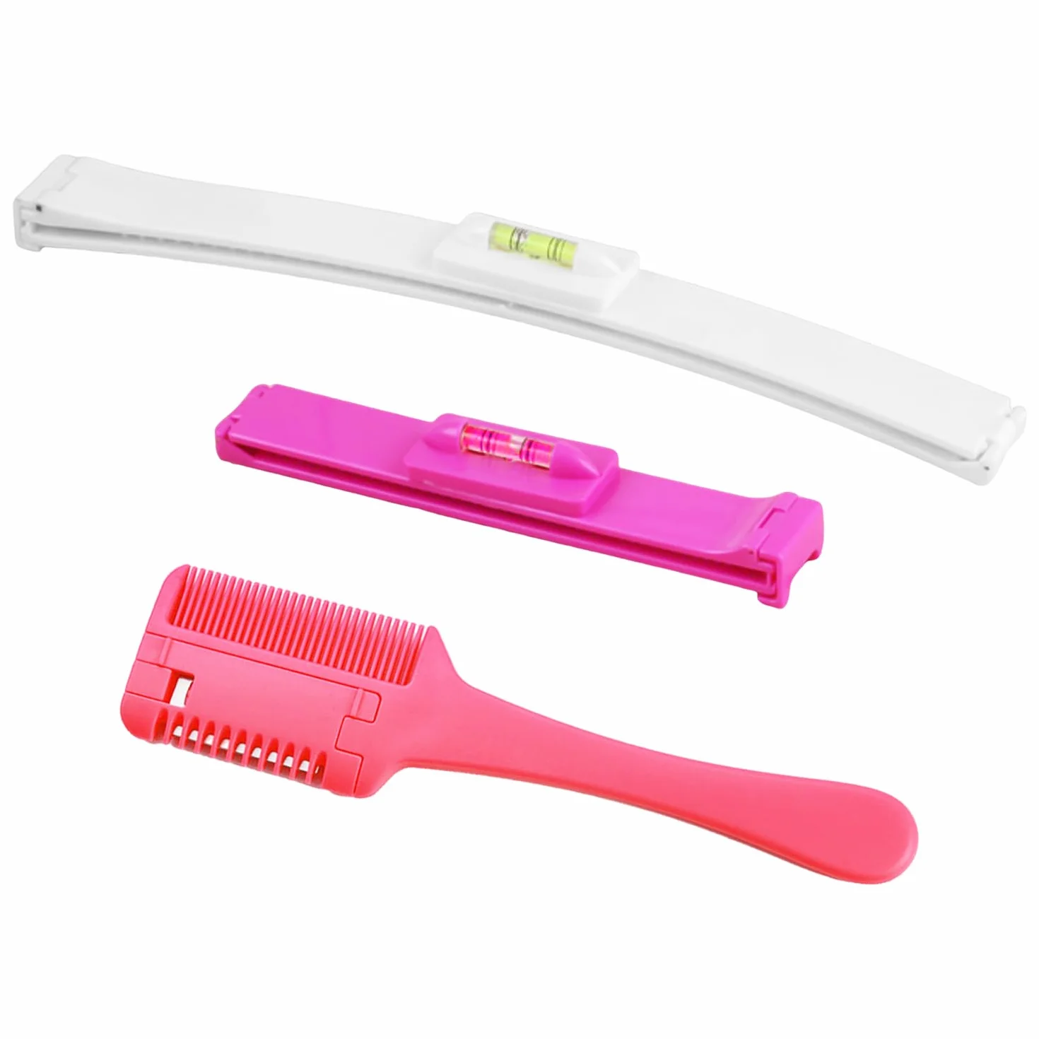 Clip de Flequillo Rosa, Clip de Cola Blanco, Peine para Cortar Cabello, Set de 3 Piezas