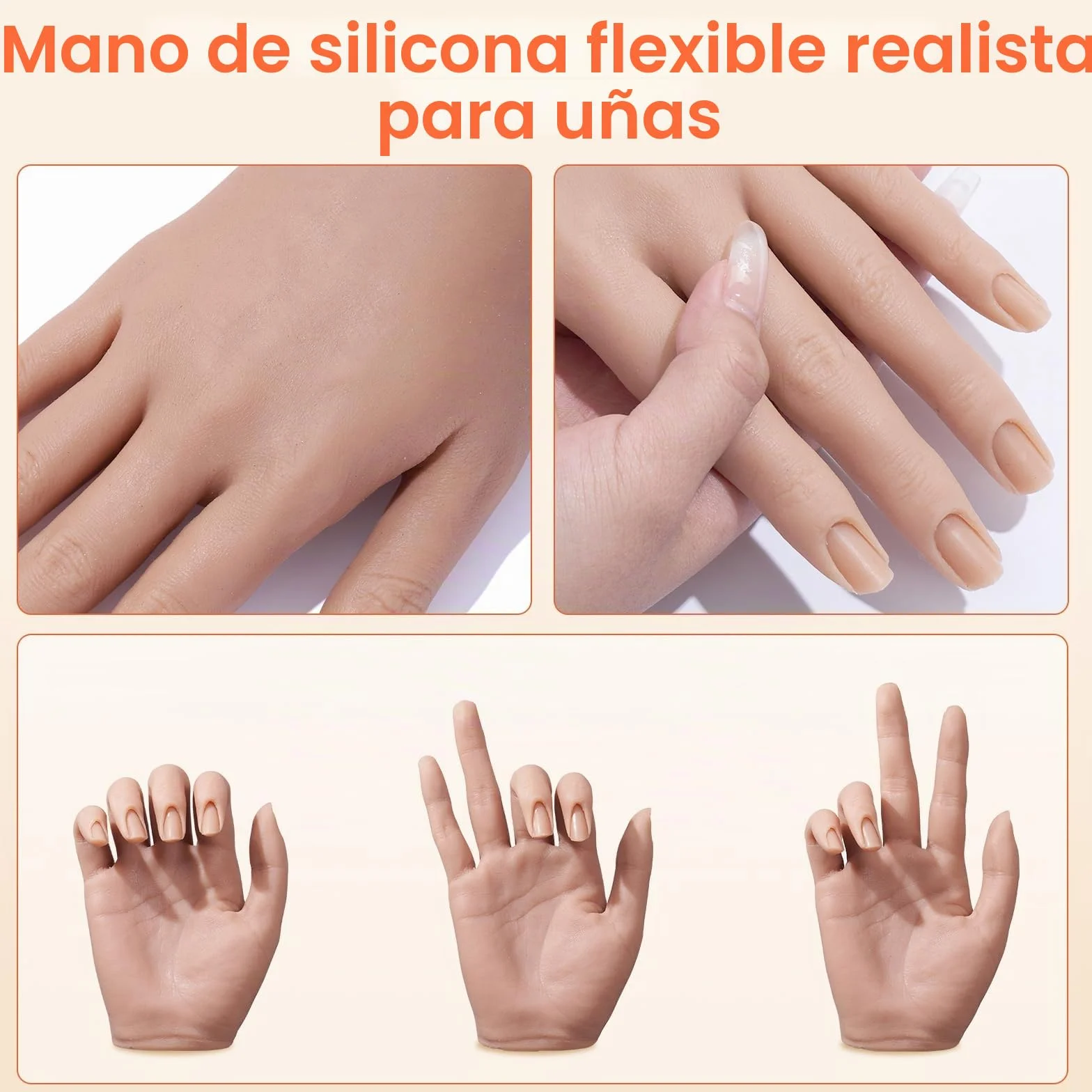 Deciniee Mano para Practicar Uñas: Silicona Mano de Practicas de Uñas Con 240 Puntas De Uñas/5PCS Set de Nail Art Cepillo/Archivo De Uñas – Manicura De Uñas