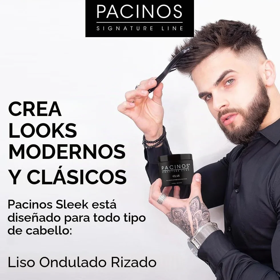 Pacinos Sleek Pomade 118ml Extra Hold Shine Finish Pomada a Base de Agua Hombre