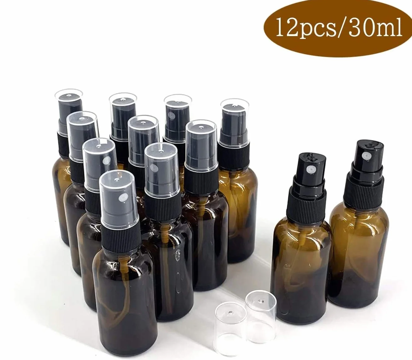 Topsky 12 botellas de spray de 30 ml de cristal resistente a los rayos UV con atomizador fino