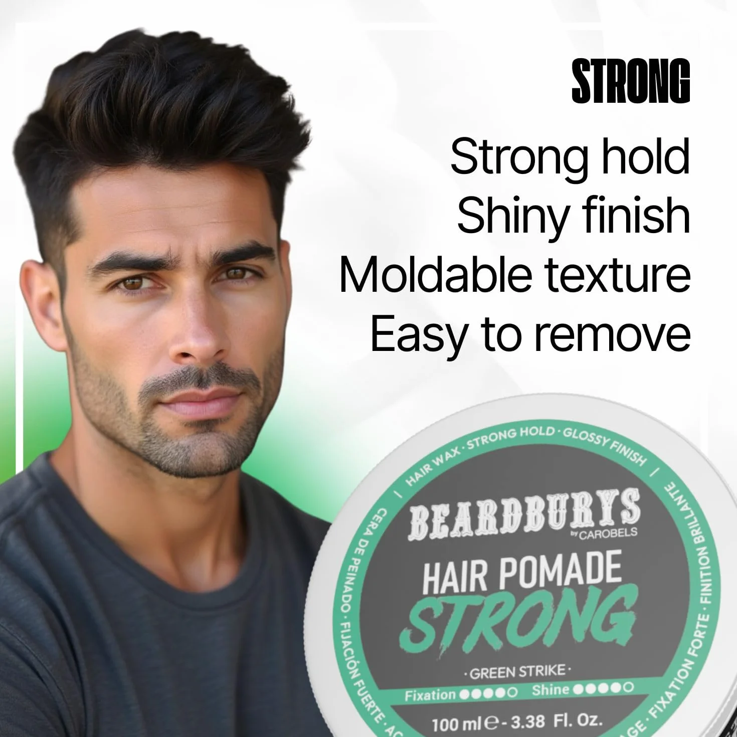 Beardburys Strong Cera Capilar para Hombres Fijación Fuerte Acabado Brillante 100ml