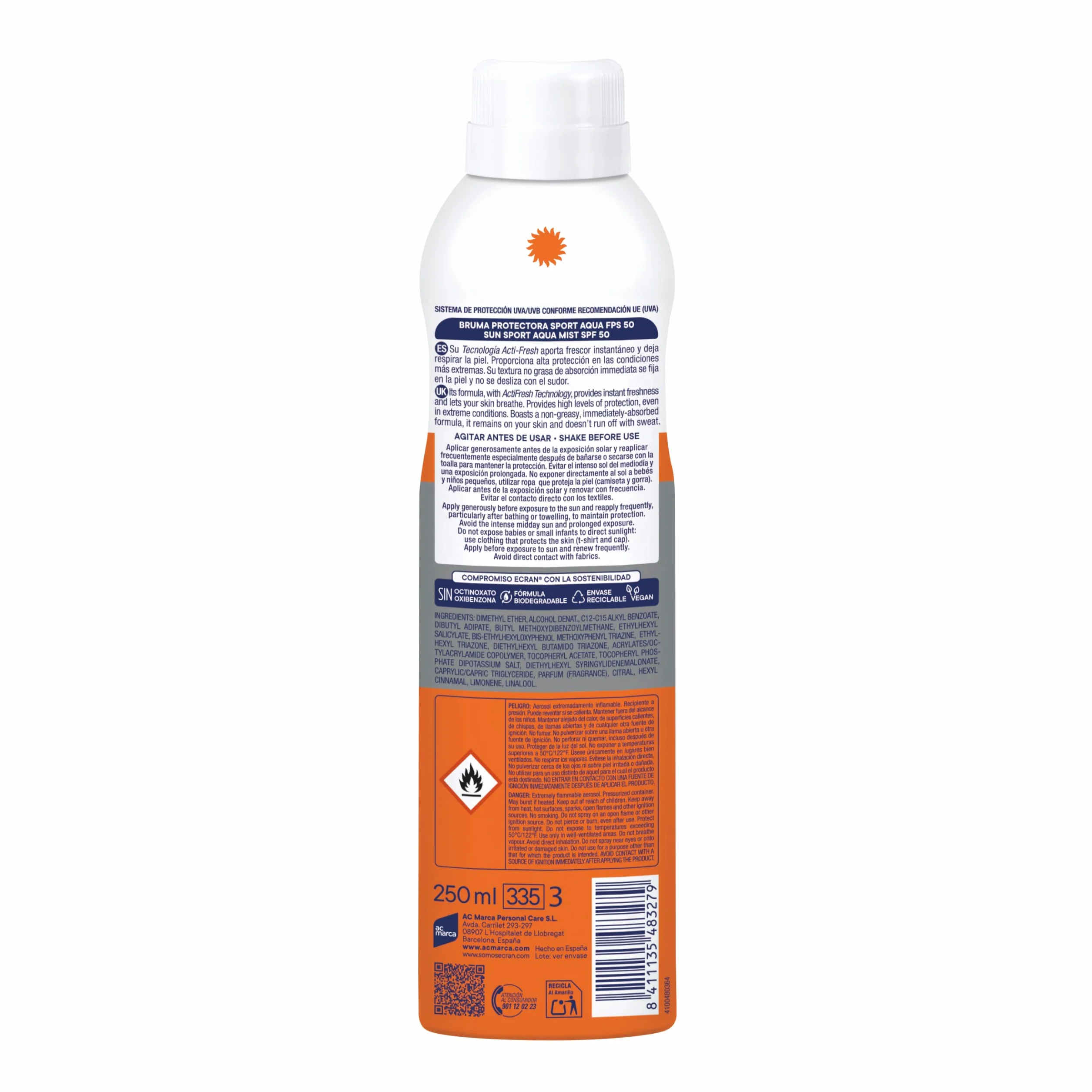 Sunnique Sport Bruma Protectora Solar SFP 50 Piel Mojada 250 ml