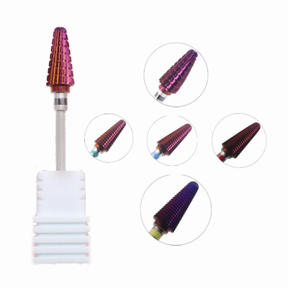 Brocas De Carburo for Uñas Tornado Púrpura, Fresas 3/32, Removedor De Gel, Lima Eléctrica, Accesorios De Manicura(5pcs)