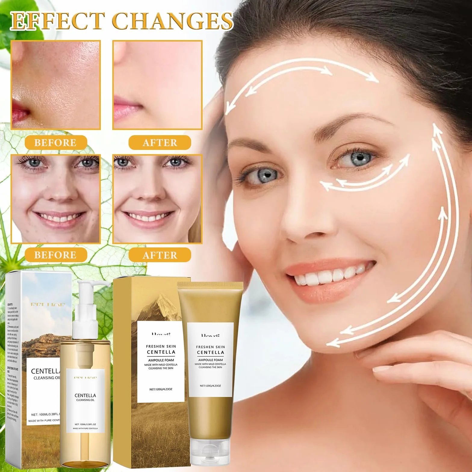 Centella Cleansing Oil + Centella Limpiador Facial, Extracto de Centella Asiática de Madagascar, Aceite Limpiador Facial Coreano