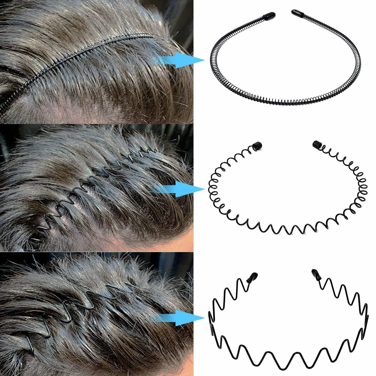 Diadema de Metal Ondulado 6 Piezas Hanyousheng Cinta de Pelo Antideslizante Elástica