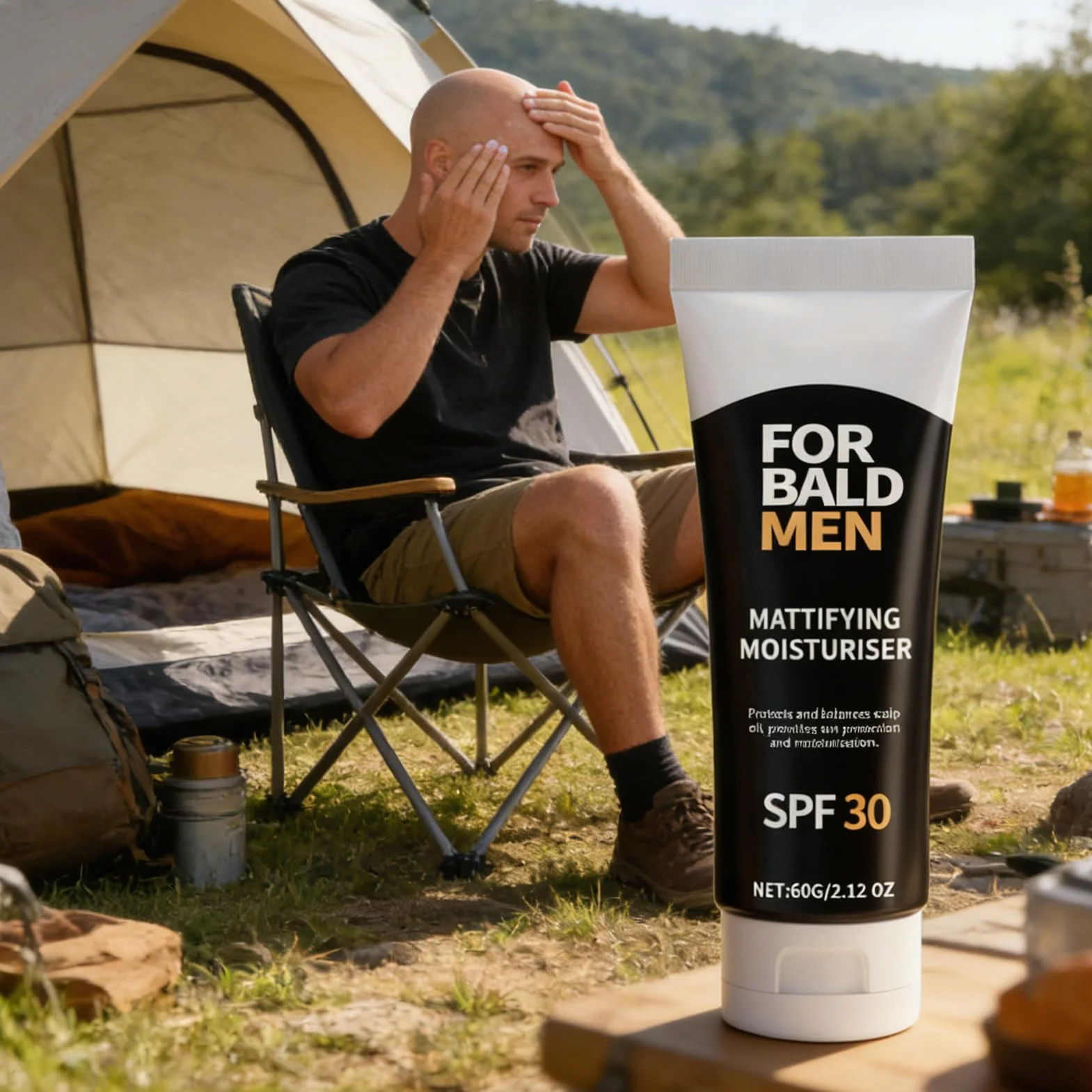 Gel antibrillo para cuero cabelludo calvo, protector solar SPF, gel hidratante mate no graso, 60 g