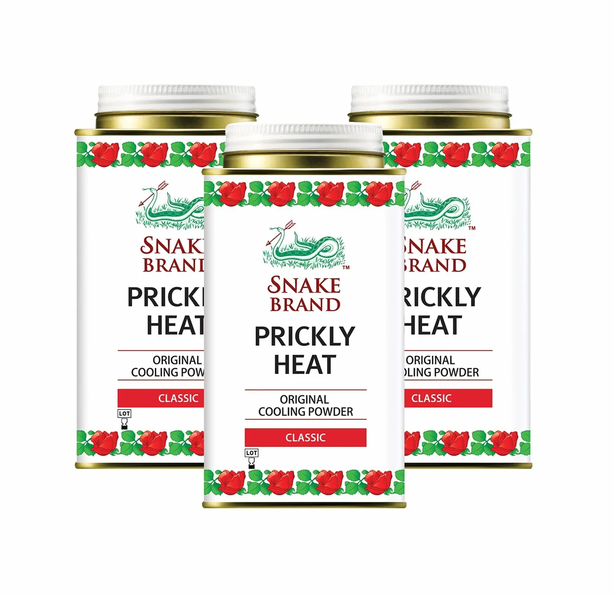 Snake Brand Prickly Heat Powder Classic 140g Paquete de 3