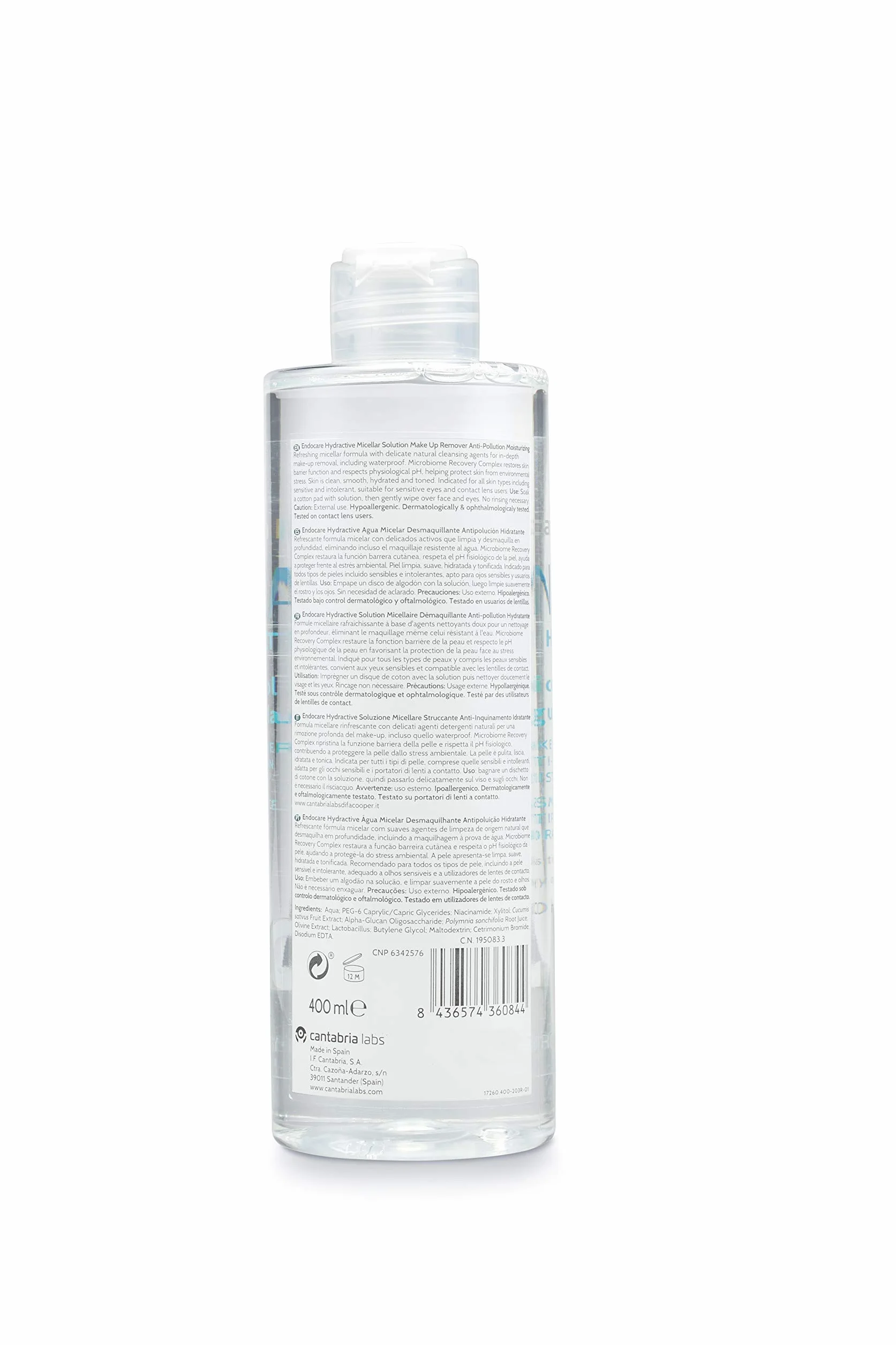 Endocare Hydractive Agua Micelar Limpiador Facial Suave Hidratante 400 ml