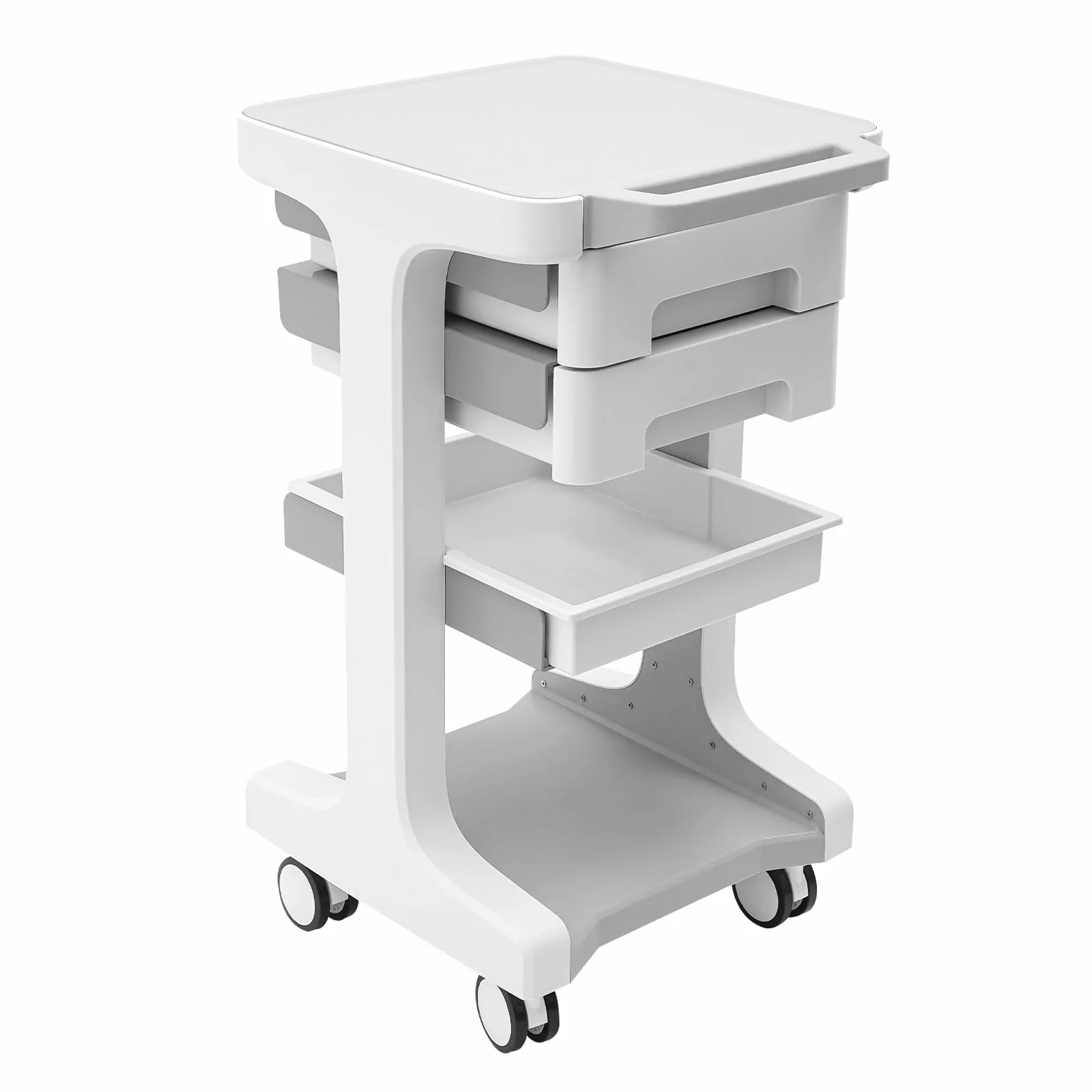 Carro médico 2 cajones 41x41x67 cm 50 kg 4 ruedas universales gris