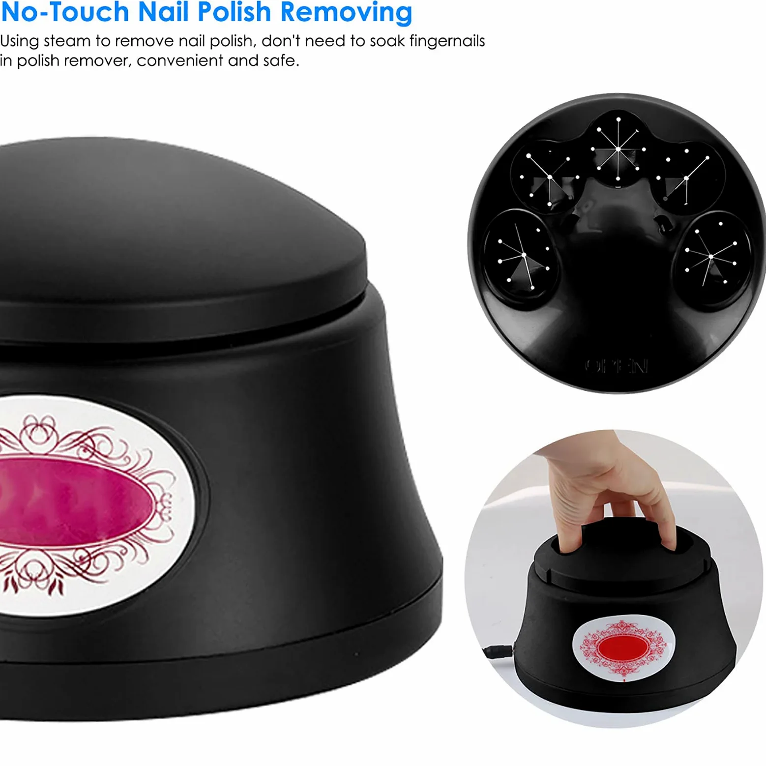Máquina Removedora de Vapor de Esmalte de Uñas Eliminador de Esmalte de Vapor Eléctrico Vaporizador de Uñas Nail Art Salon Tool Steam Armor Remover