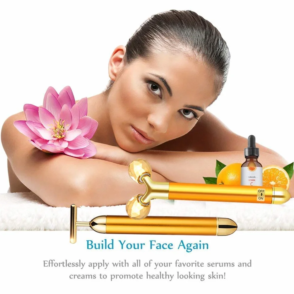 Beauty Bar 24k Golden Facial Masajeador Eléctrico Para Frente y Cuello
