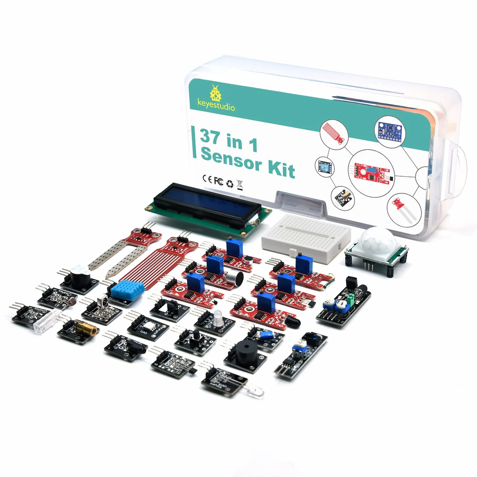 KEYESTUDIO 37 en 1 Kit de Módulos de Sensores para Arduino UNO Mega 2560 Nano Raspberry Pi