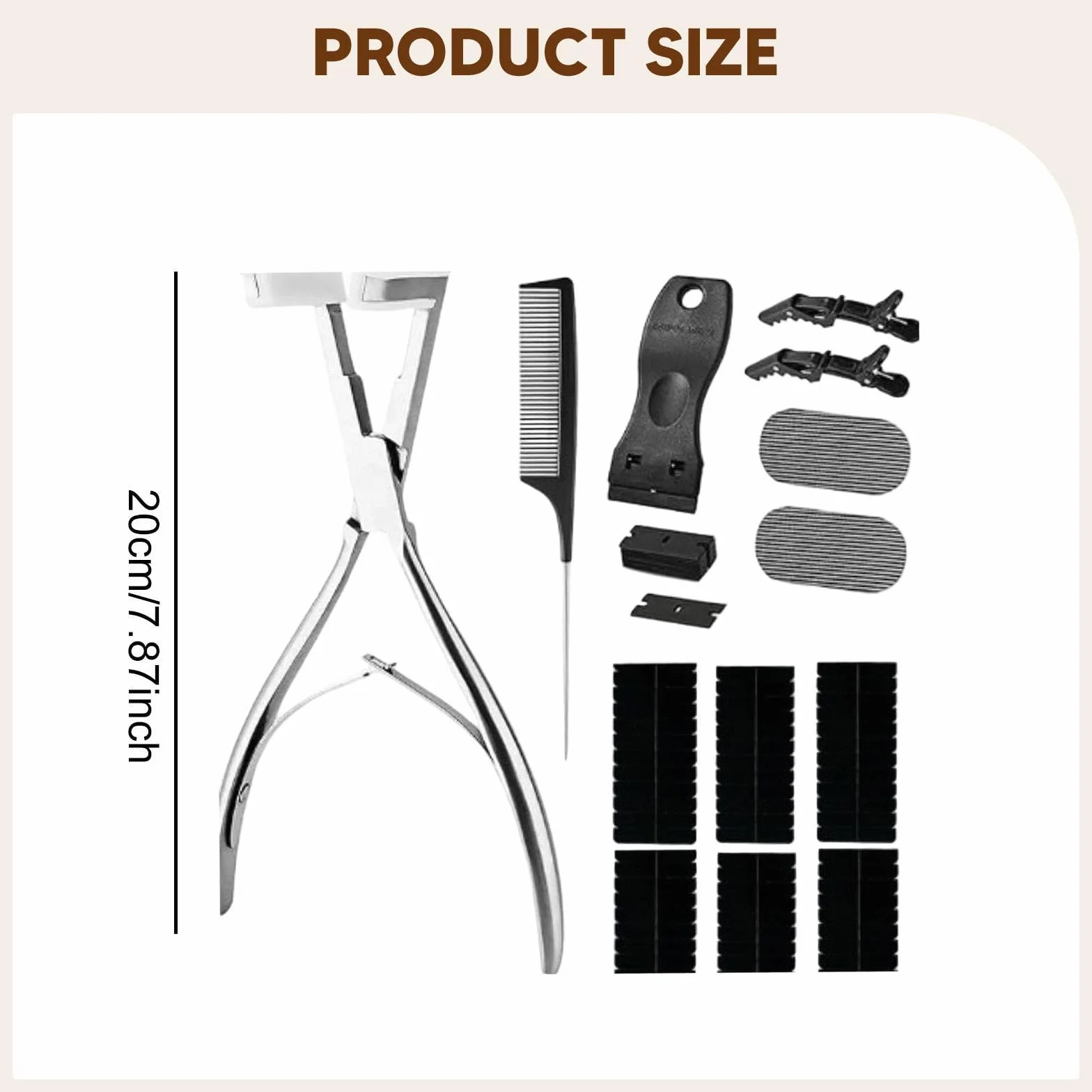 Kit de Herramientas para Extensiones de Cabello con Cinta Adhesiva