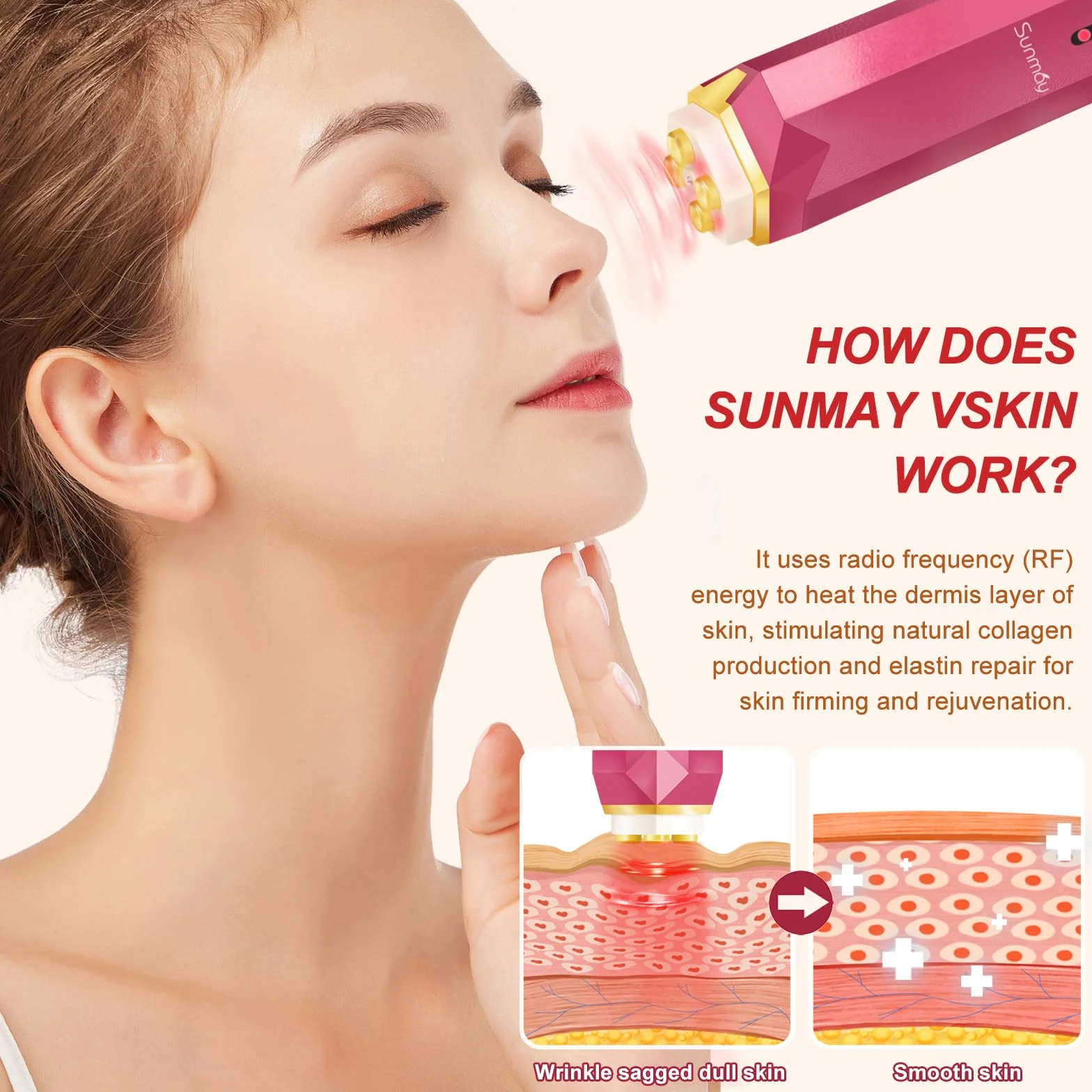 SUNMAY VSkin Aparato Radiofrecuencia Facial Masajeador Microcorriente Antienvejecimiento Rejuvenecimiento