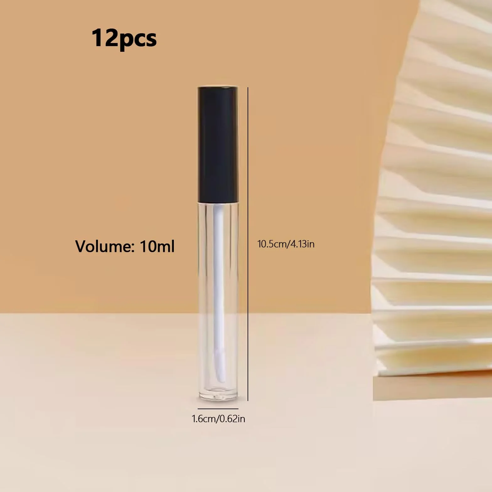 CHENYU 12 Piezas Tubos de Brillo de Labios Vacíos Recargables 10 ml Negro Claro con Tapa a Prueba de Fugas
