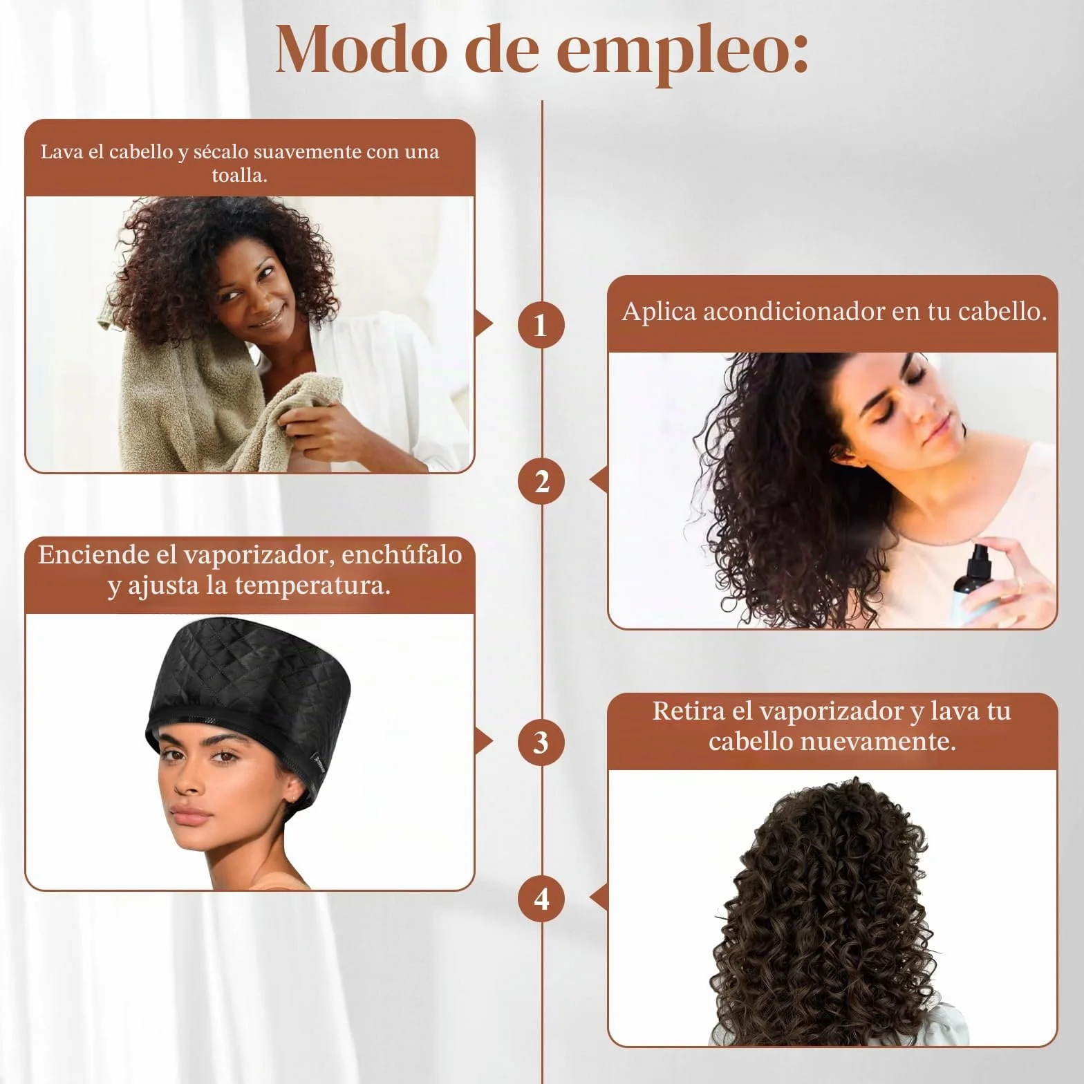 TEPENAR Gorro térmico eléctrico para cabello afro natural vaporizador portátil Negro