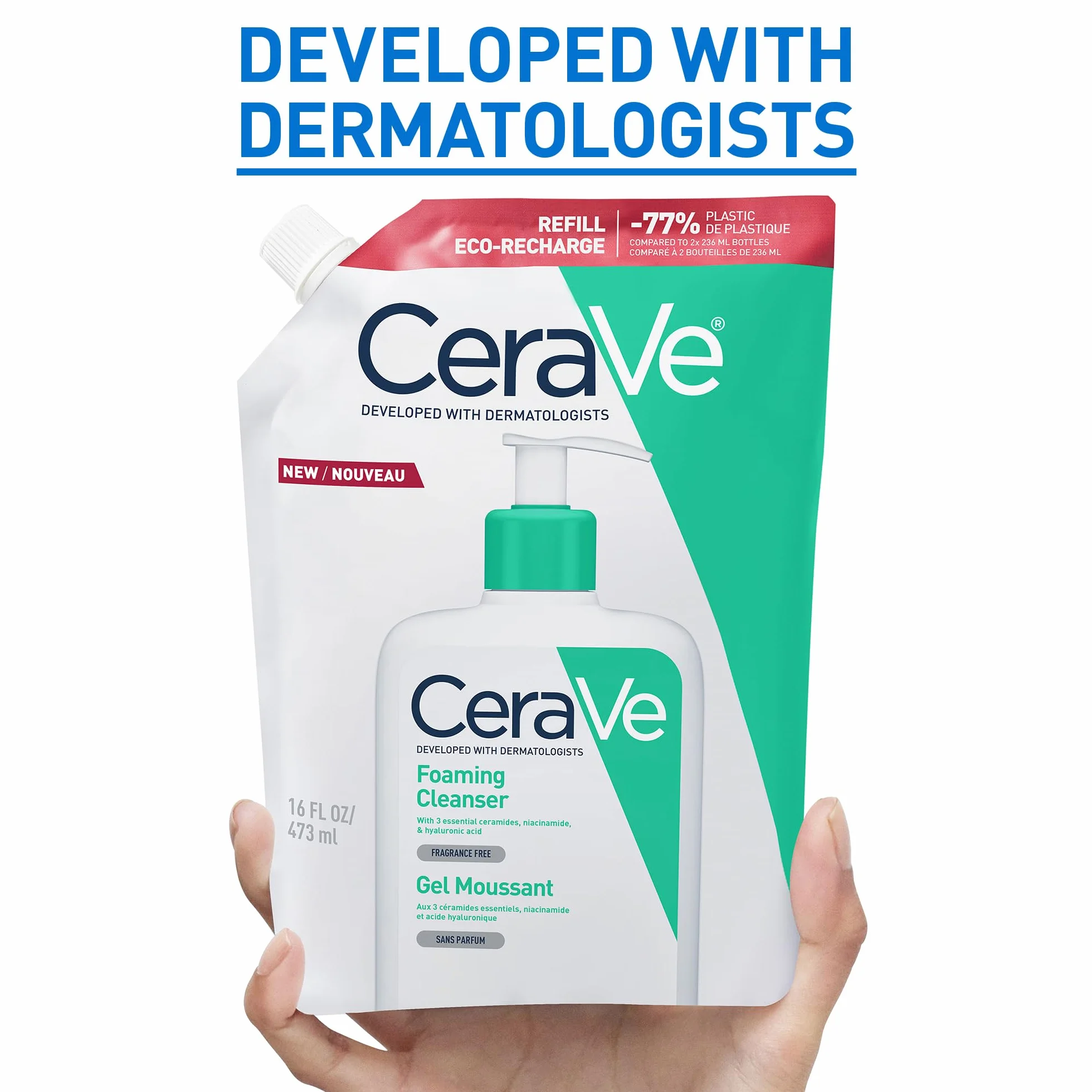 CeraVe Gel Limpiador Espumoso para Piel Normal a Grasa con Ceramidas, Niacinamida y Ácido Hialurónico