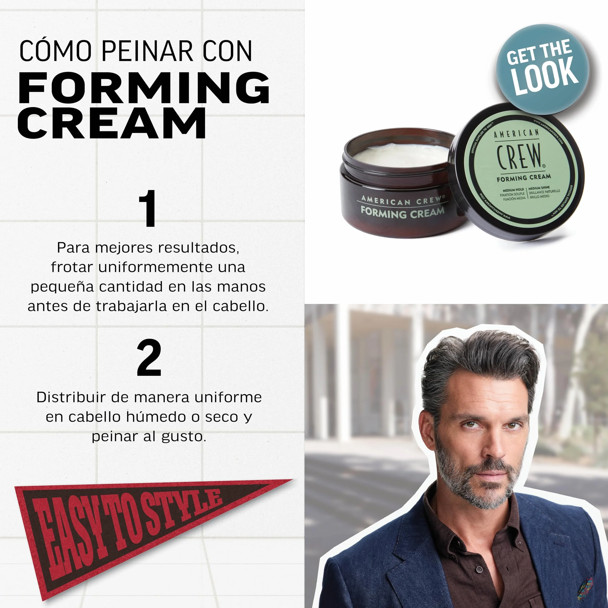 American Crew Forming Cream Cera para el Pelo Fijación Brillo Medio 85 g Paquete de 2