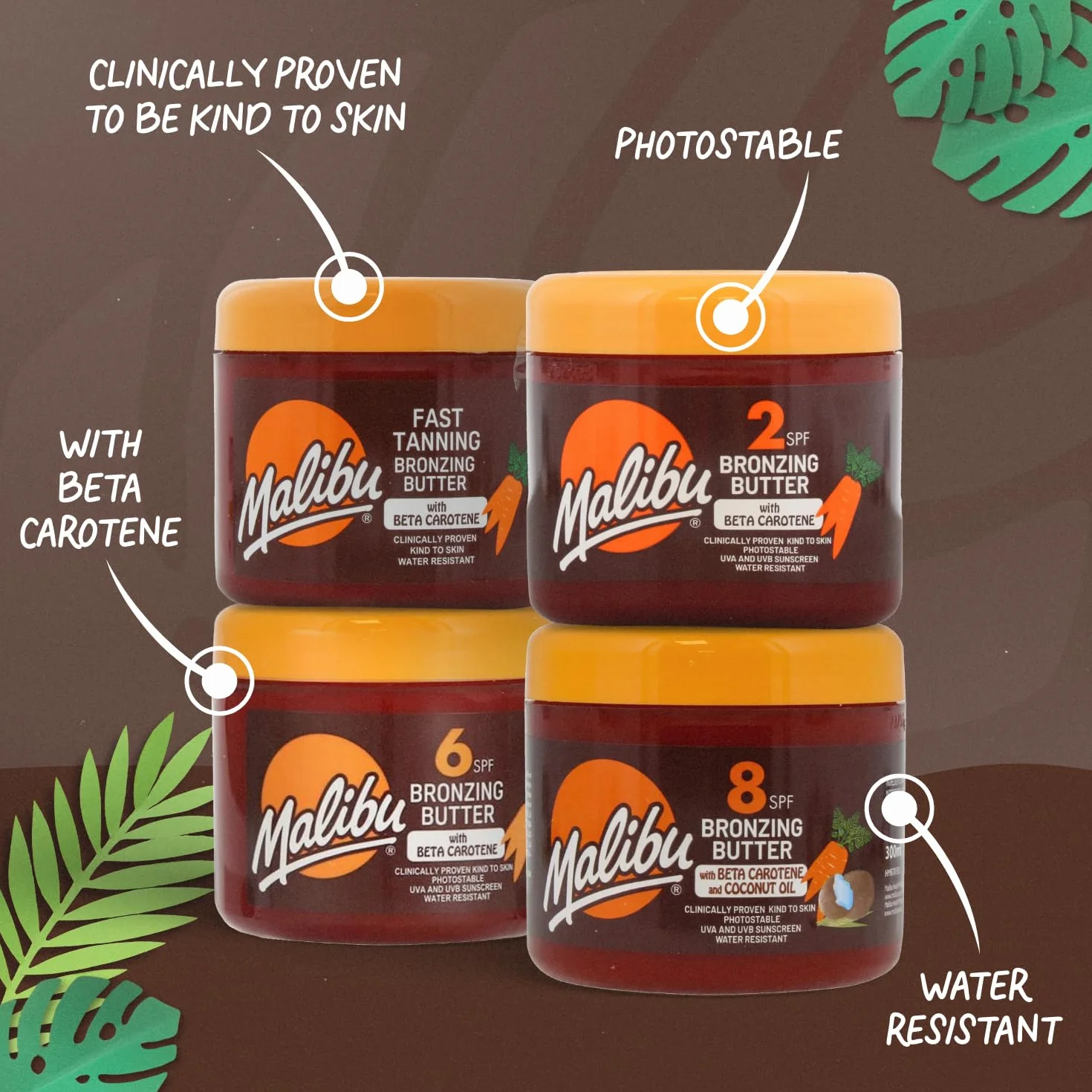 Malibu Crema bronceadora para bronceado rápido 300 ml