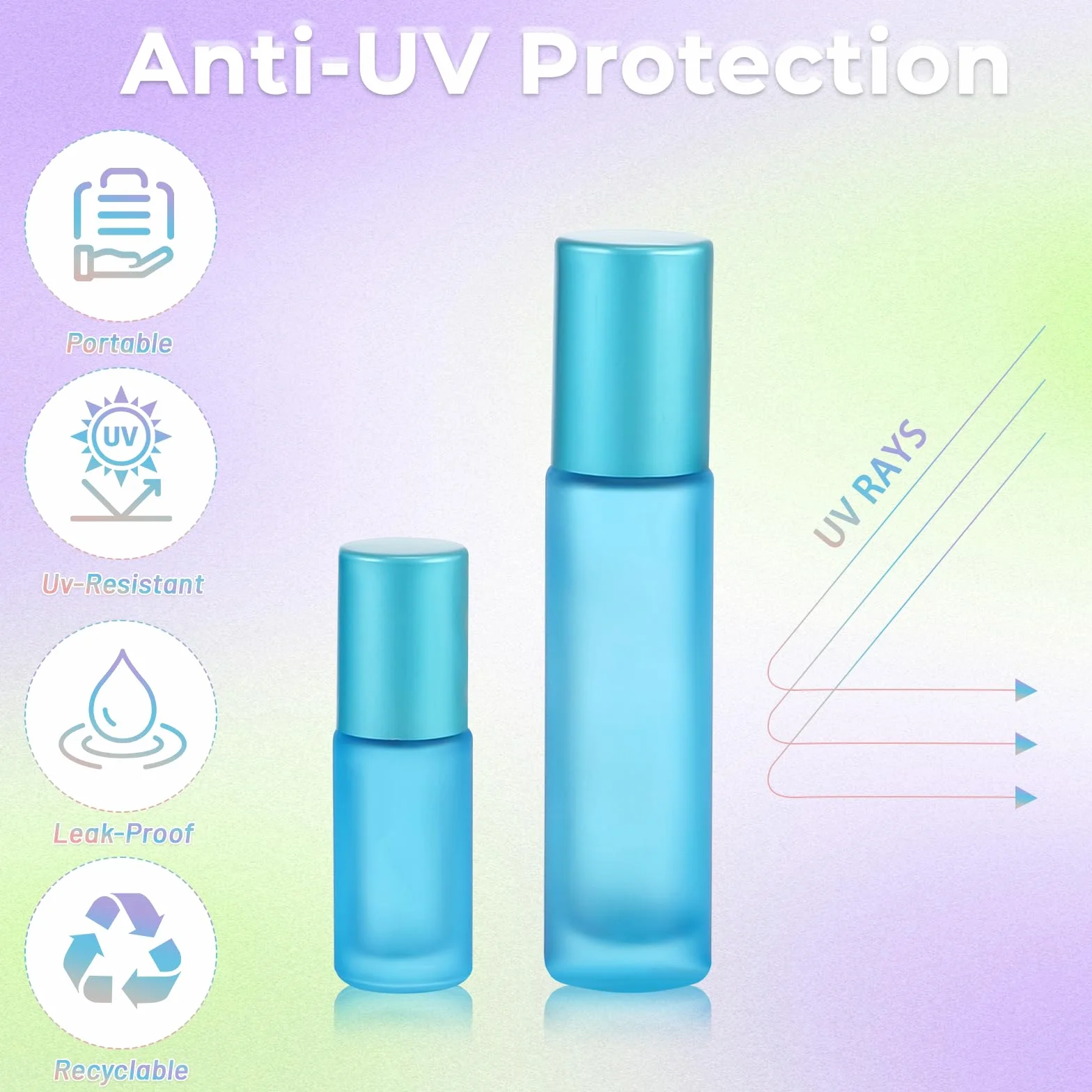 Zikenis 18 Piezas Botellas Roll On Cristal 10ml 5ml Aceite Esencial con Bola de Acero Inoxidable