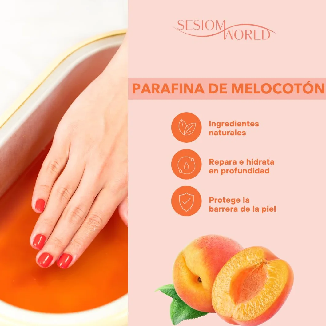 Sesiomworld Parafina para Tratamientos Manos y Pies con Aroma de Melocotón 1000 ml 1 Unidad 750 g