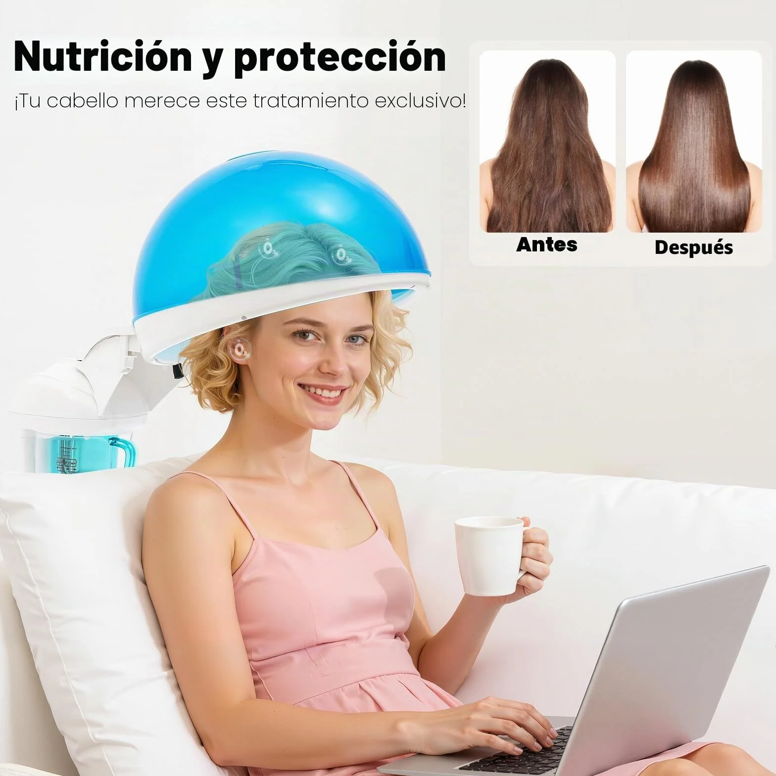 Máquina de ozono para cuidado del cabello 3 en 1 480W profesional salón vapor hidratante