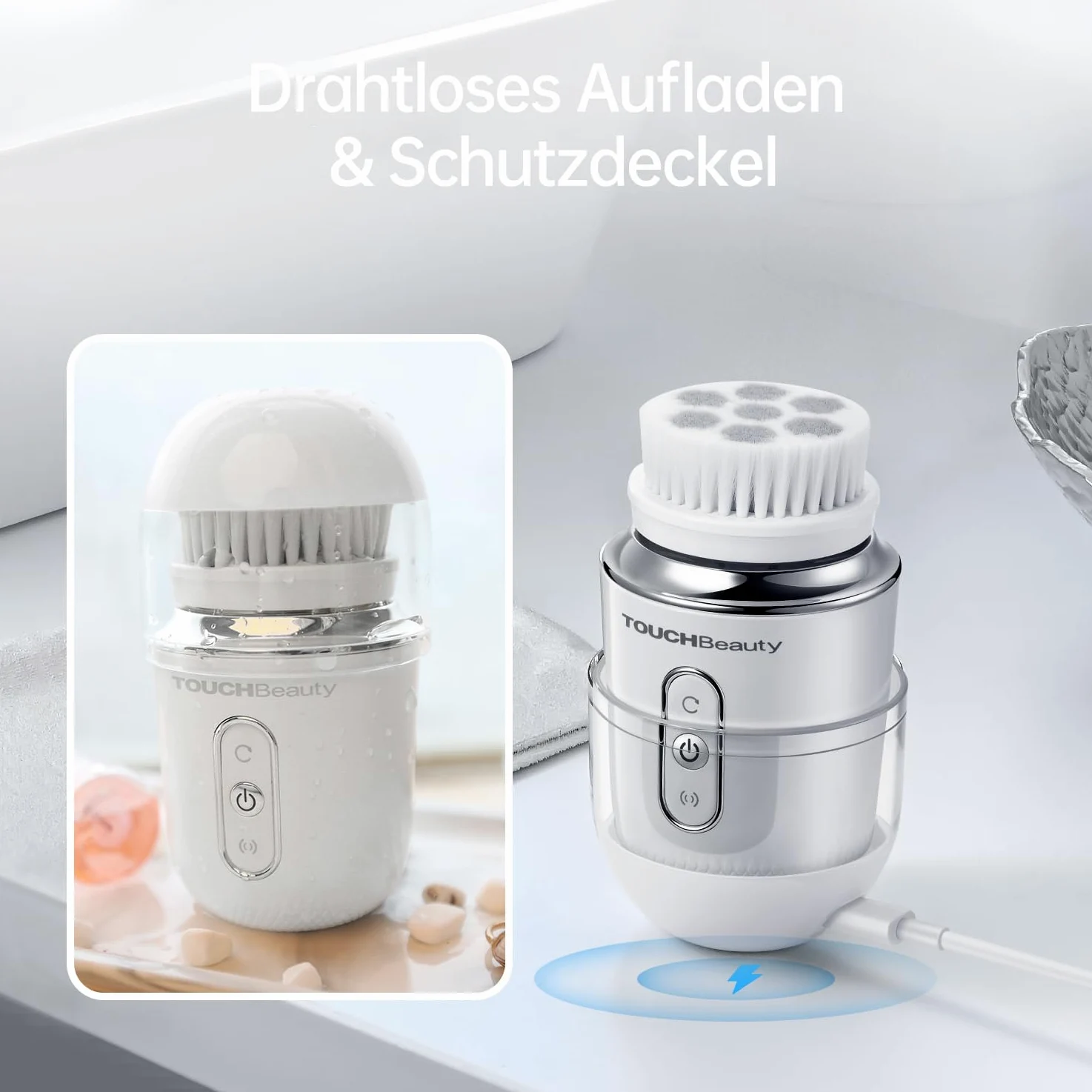 TOUCHBeauty Regalos de Navidad Cepillo facial eléctrico impermeable cara con 2 cabezales de cepillo,6 etapas de rotación para la piel limpieza profunda exfoliación suave,Recargable AG-1760