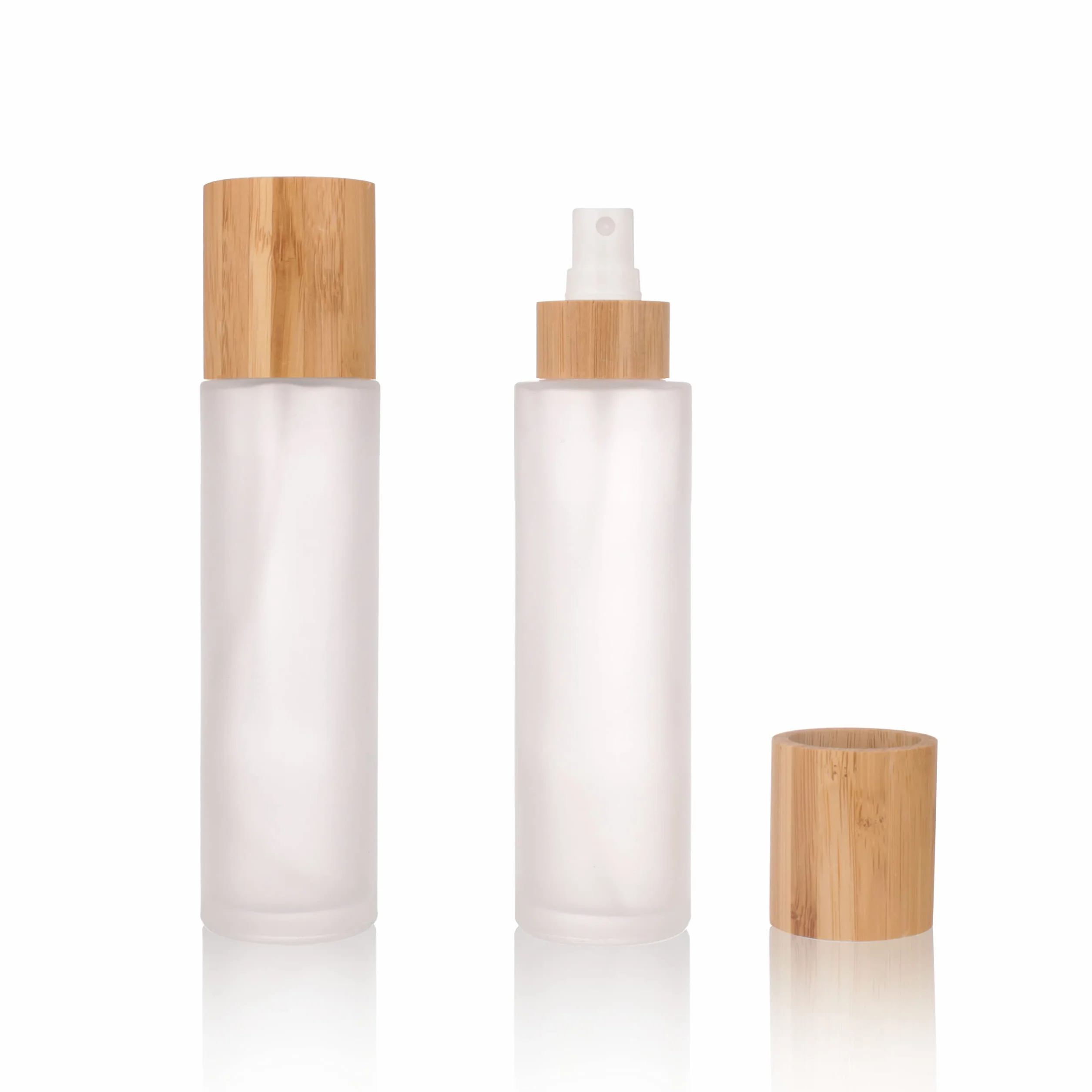 COSIDEA 4 botellas de spray vacías 120 ml con tapa de bambú esmerilado para perfume