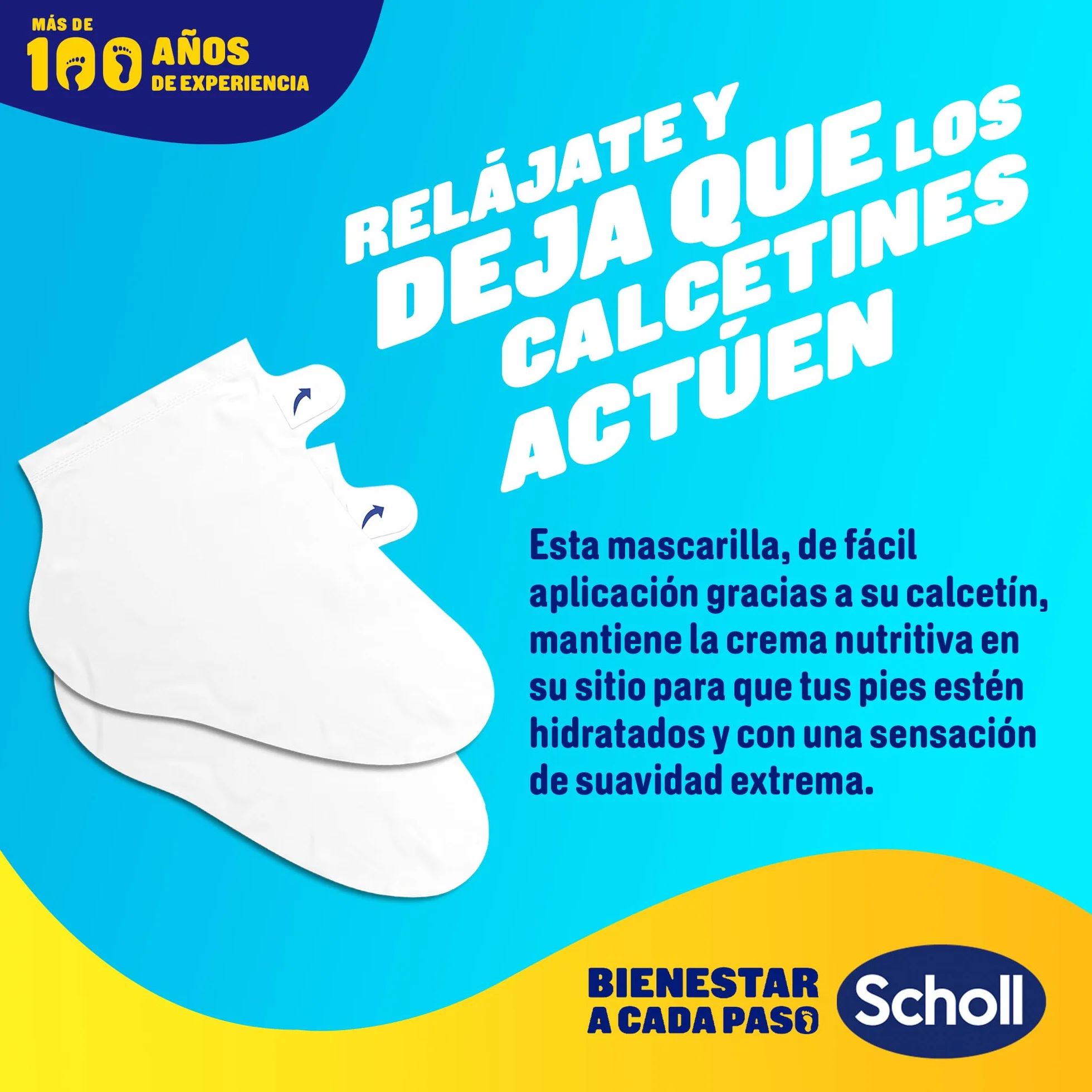Scholl Mascarilla Nutritiva Para Pies, Hidratación Intensa 20 Minutos – 1 Par
