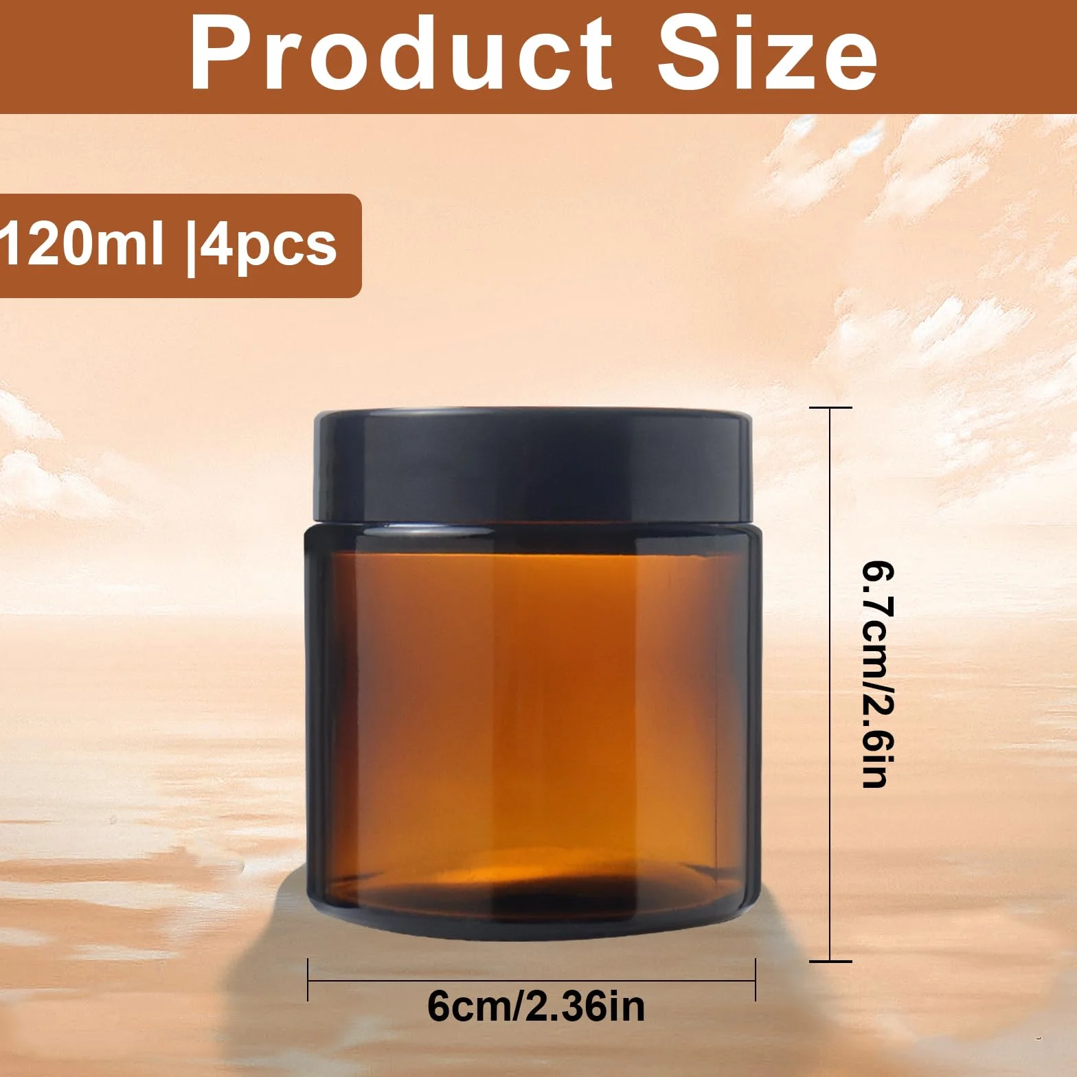 Tarros de cristal ámbar 120 ml para crema cosmética farmacia ungüentos