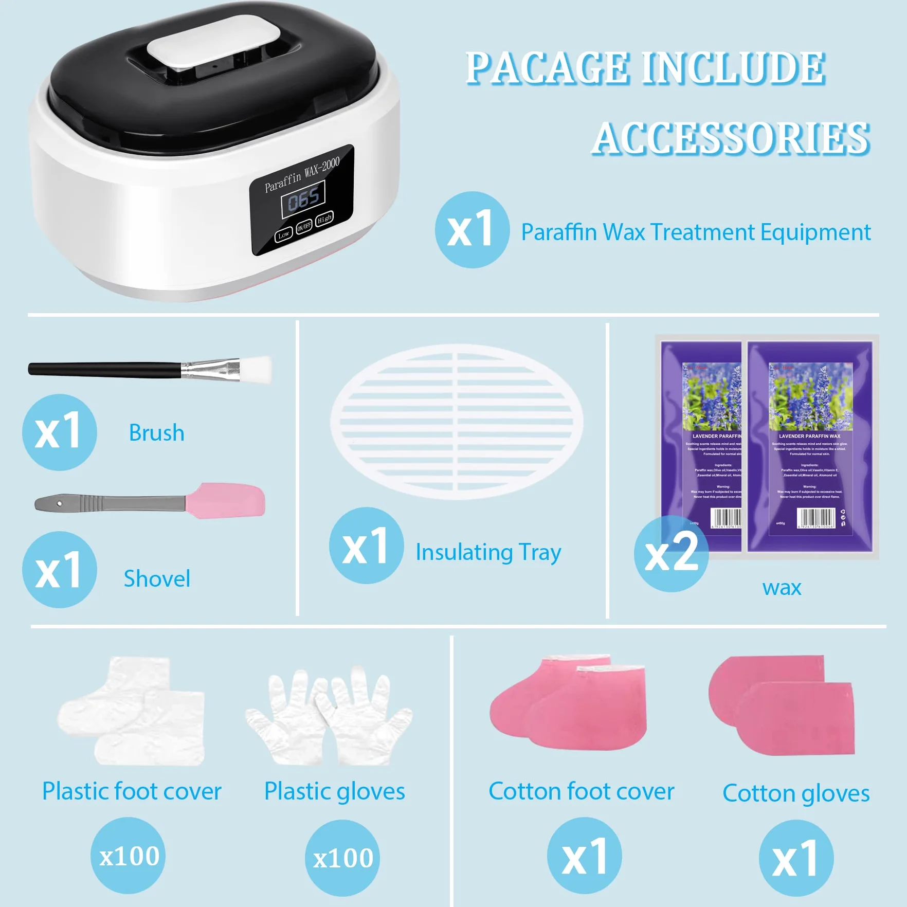 Baño de parafina para manos y pies, 3400 ml Calentador de parafina para piel seca y áspera, maquina parafina con 900 g de cera de parafina y accesorios, Gran regalo de spa - Blanco