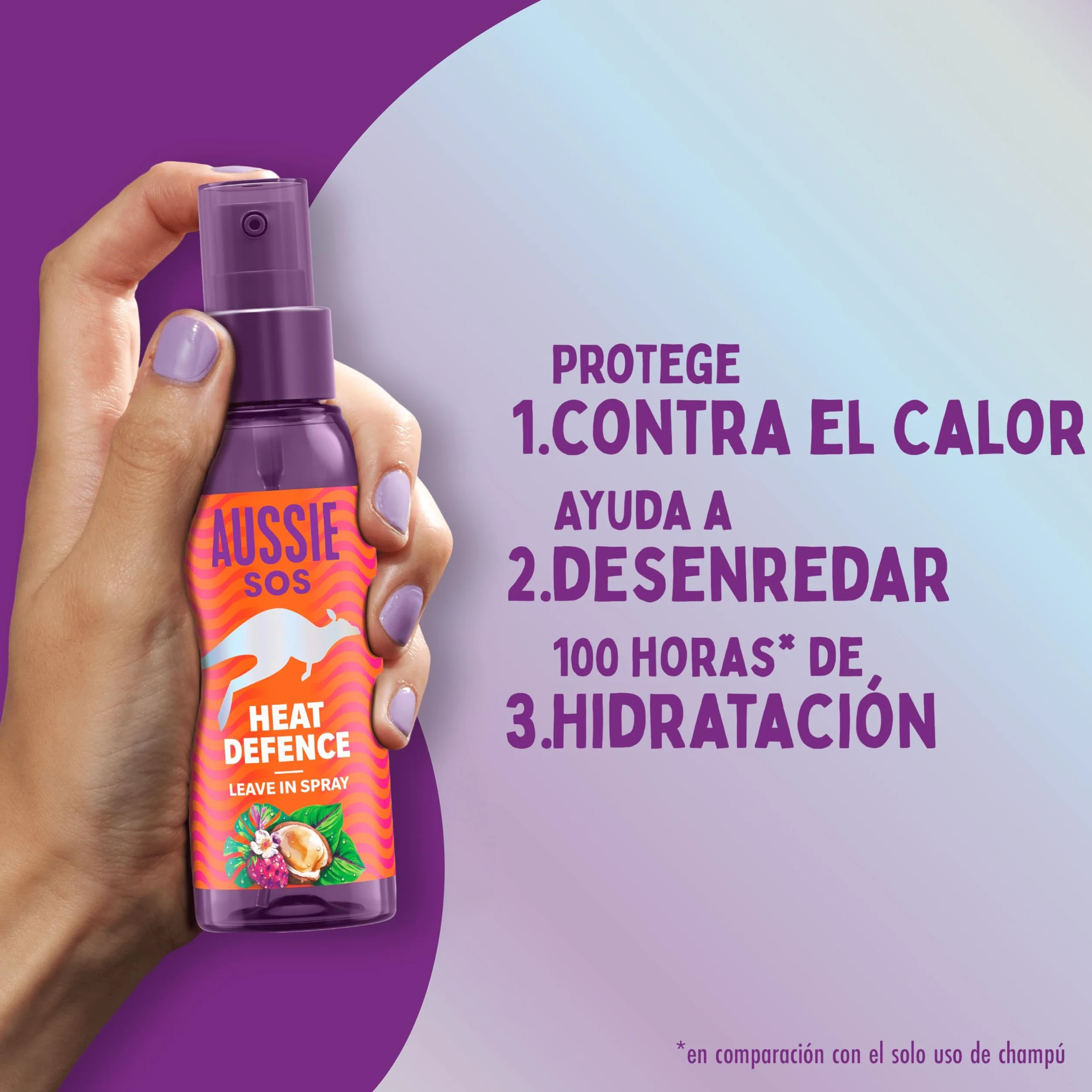 Aussie SOS Heat Defence Spray Leave In 100ml Desenreda Protege Calor Hidratado 100 Horas