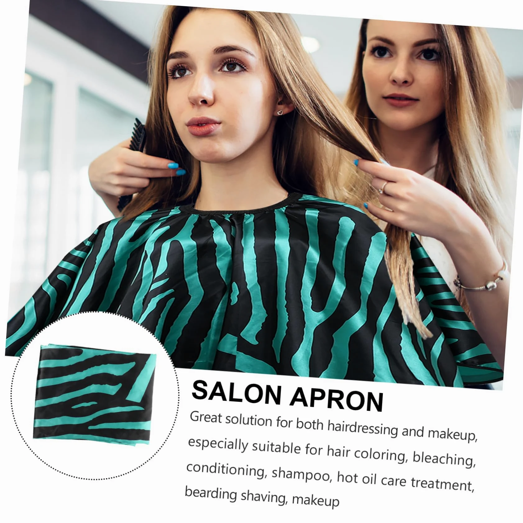 Capa de Corte para Peluquería Profesional de Pelo de Satén Verde, Amplia y Transpirable que Mantiene la Ropa Seca y Limpia