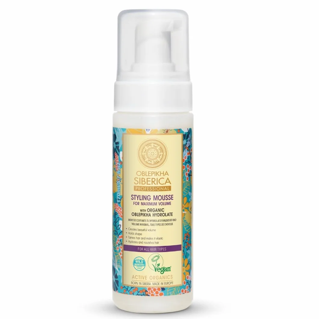 Natura Siberica Espuma Moldeadora de Oblepikha Pelo Rizado Rizos Definidos Volumen Natural Vegana Sin Siliconas