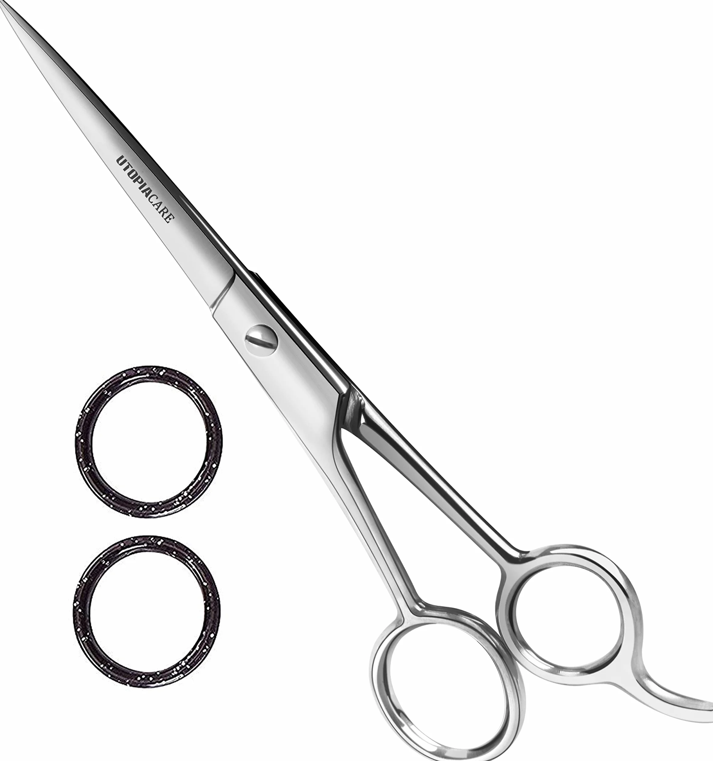 Utopia Care Tijeras de corte de pelo profesional acero inoxidable templado hielo recubrimiento en polvo Plateado 6.5 pulgadas