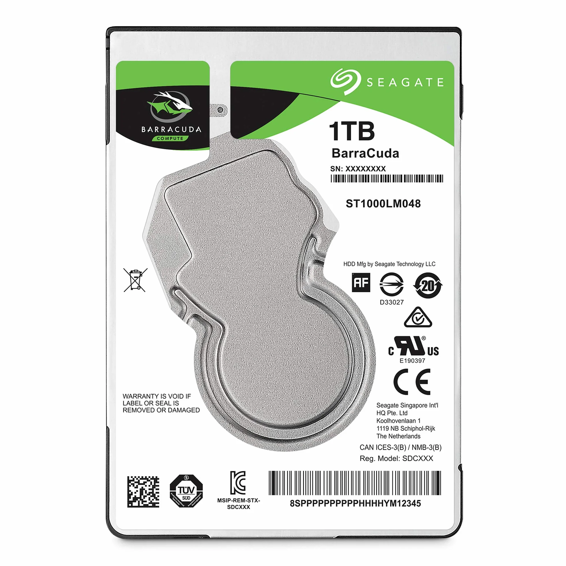 Seagate BarraCuda 1TB Disco Duro Interno 2.5 Pulgadas SATA 6 Gb/s 5400 RPM 128 MB Caché ST1000LM048