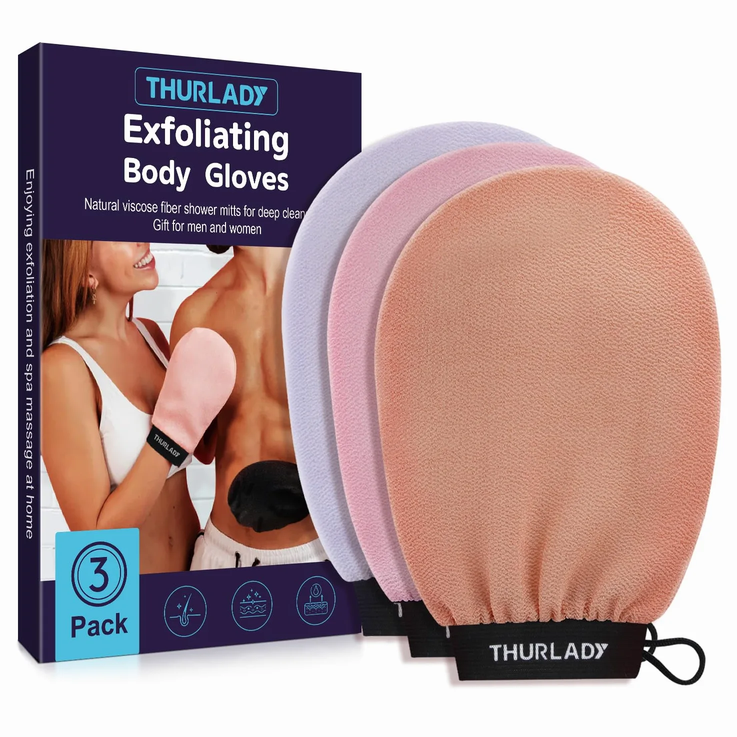Guante exfoliante profundo, guante exfoliante para ducha, removedor de piel muerta y exfoliante de piel para cuerpo, guante exfoliante corporal para queratosis pilaris, guante de exfoliación corporal,