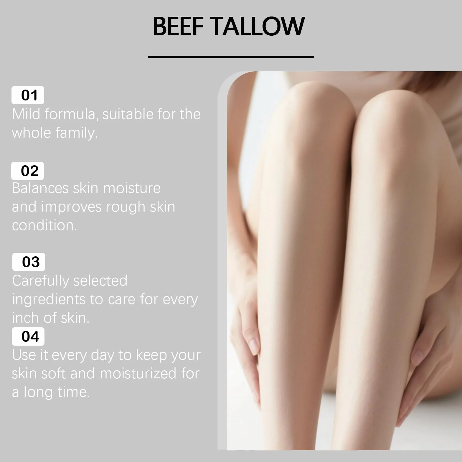 Beef Tallow & Miel Crema, Crema Hidratante de Sebo para Cara y Cuerpo, Hidratación Profunda para Piel Seca y Sensible, Bálsamo de Absorción Rápida, Piel Suave y Lisa (8pc)