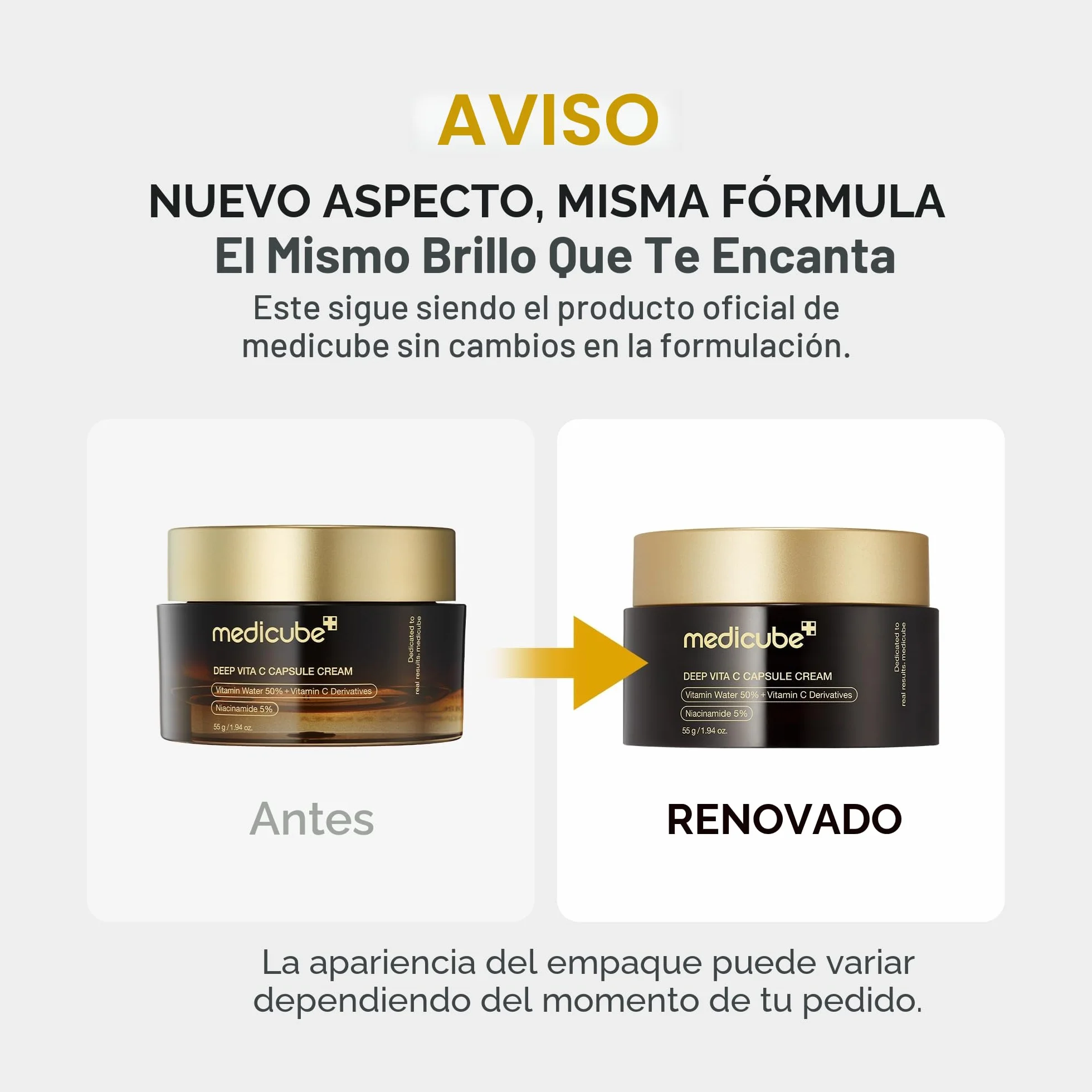 Medicube Hidratante Facial Deep Vitamin C Golden Capsule, Cápsulas Liposomales Para Arrugas, 1.94 Onzas