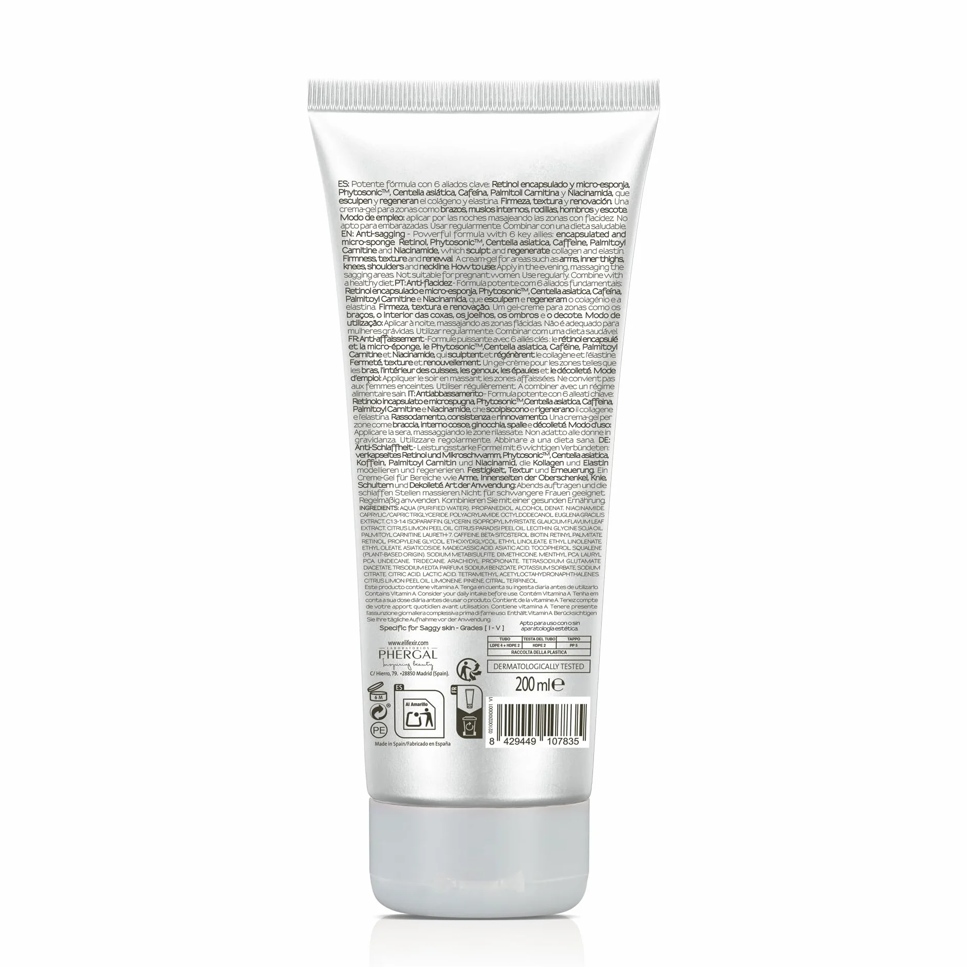 Elifexir Anti-flacidez Retinol Crema 200 ml - Esculpe, Reafirma y Renueva la Piel