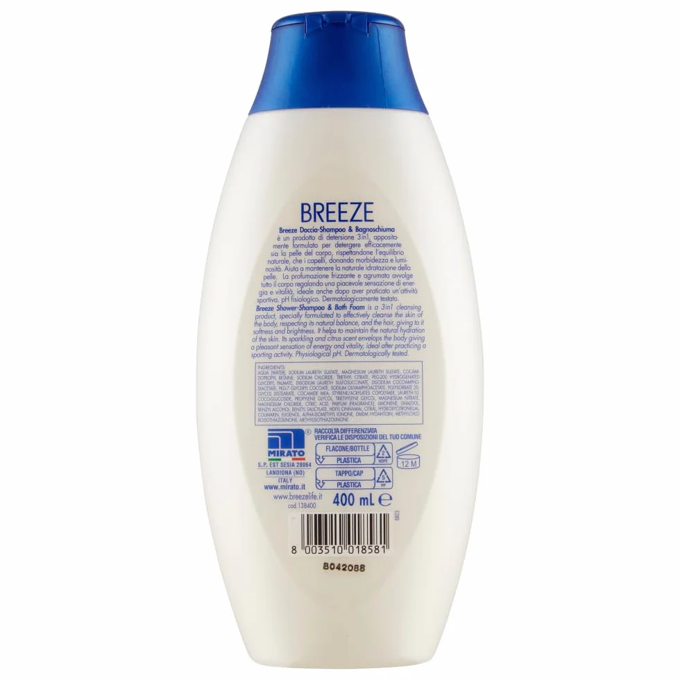 Breeze Sporting Testpaket,6 x desodorante spray 150 ml + 6 x champú de ducha y gel de ducha de 400 ml + llavero Beni Culinari gratis
