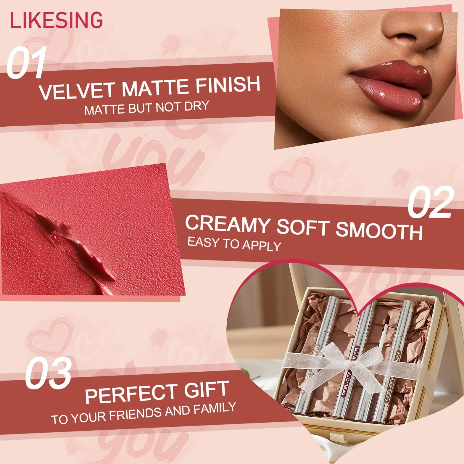 Tinte Labial Peel Off 3x3.5 Ml Delineador De Labios Lip Stain Mate Impermeable Larga Duración No Transferible