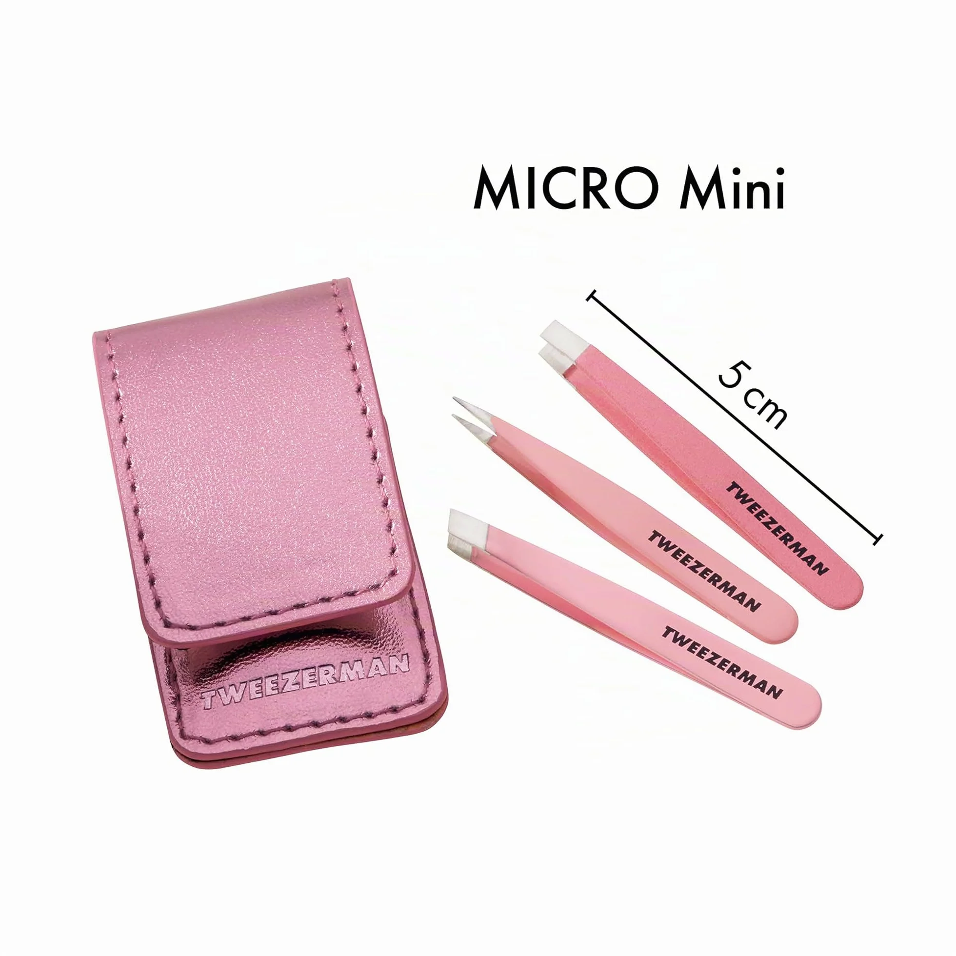 TWEEZERMAN Set de micro mini pinzas 3 piezas, rosa